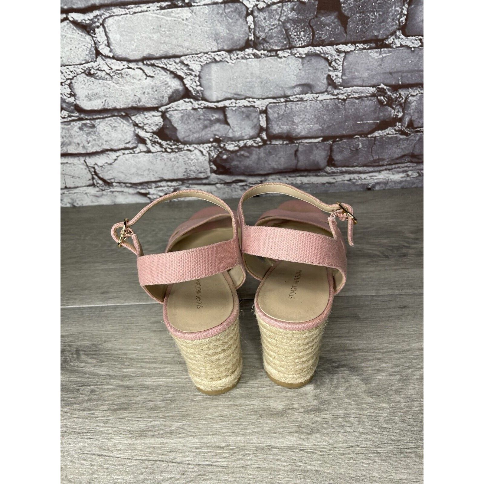 Stuart Weitzman STUART WEITZMAN Mirela II Pink Canvas Espadrille Wedge Sanda Size US 9.5 / IT 39.5 - 5 Thumbnail