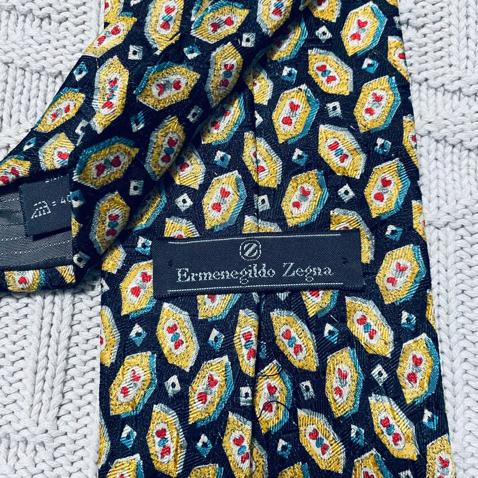 Ermenegildo Zegna Zegna black and gold patterned silk tie Size ONE SIZE - 3 Thumbnail