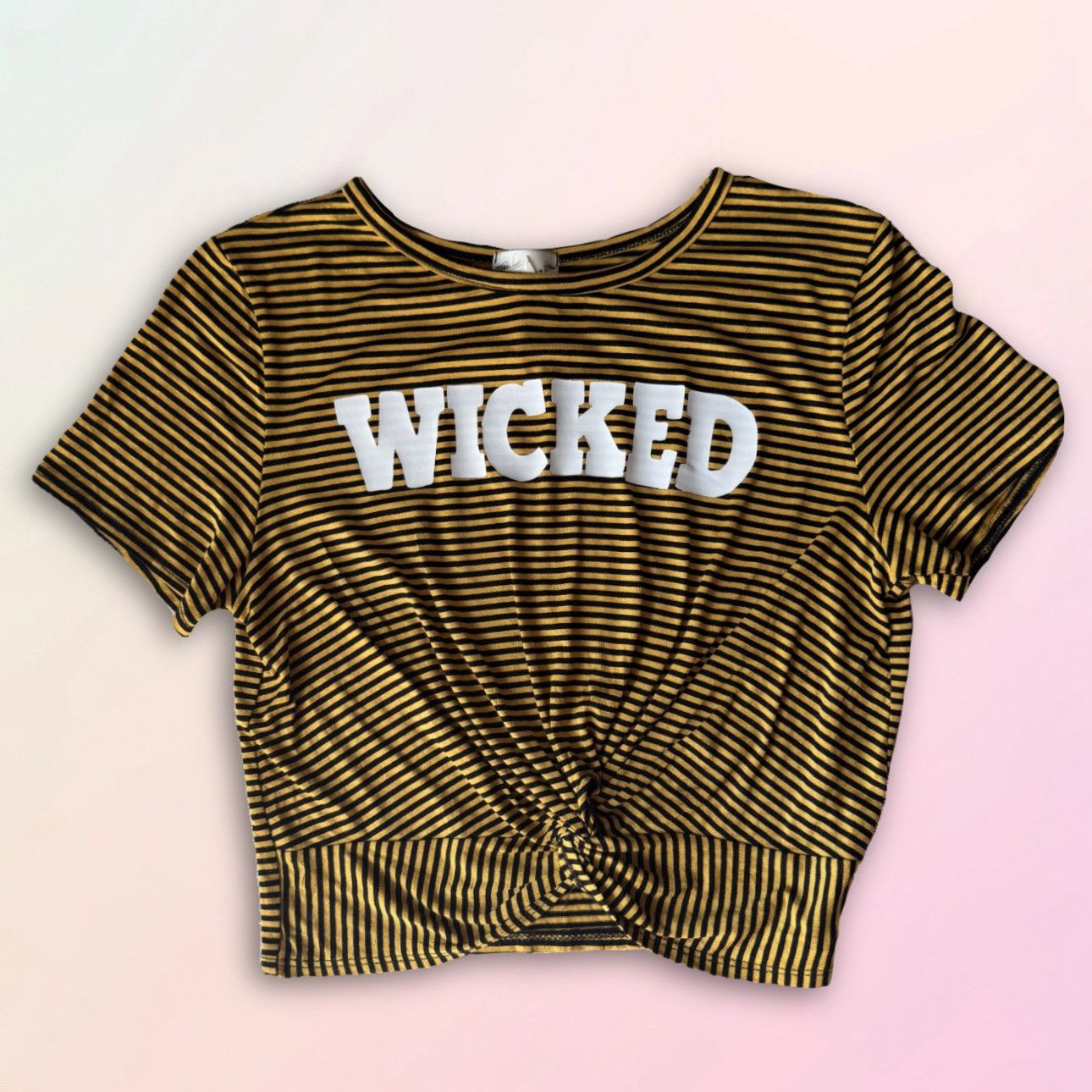 Other Wicked, Custom, Striped, Twist Knot, Baby Tee Size M / US 6-8 / IT 42-44 - 1 Thumbnail