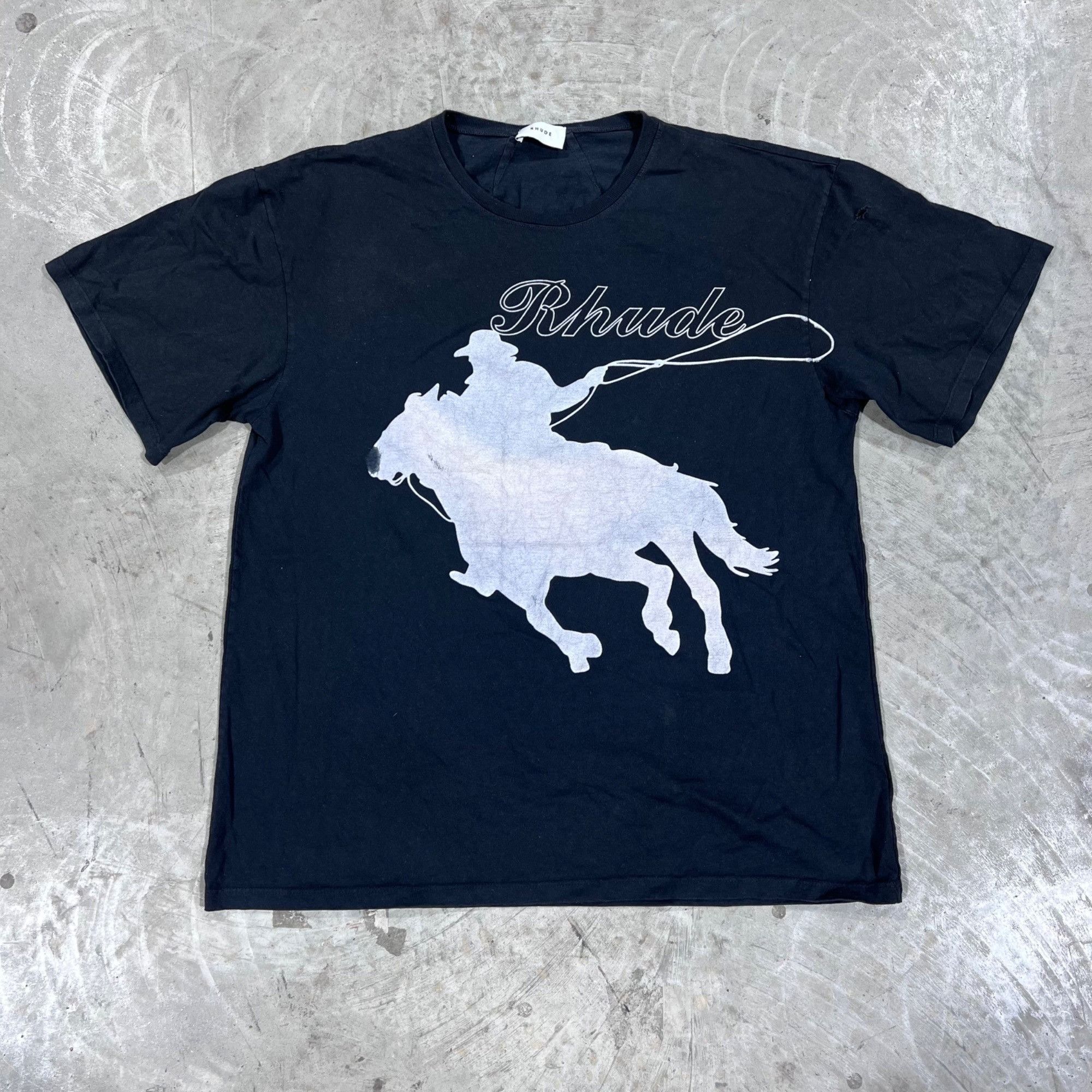 Rhude NEW RHUDE LASSO BLACK TEE SZ MEDIUM Size US M / EU 48-50 / 2 - 2 Thumbnail