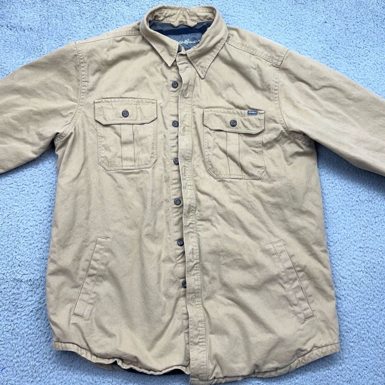 Eddie Bauer Eddie Bauer Mens Medium Tan Button Down Lined Shirt Jacket Workwear Shacket Size US M / EU 48-50 / 2 - 3 Thumbnail