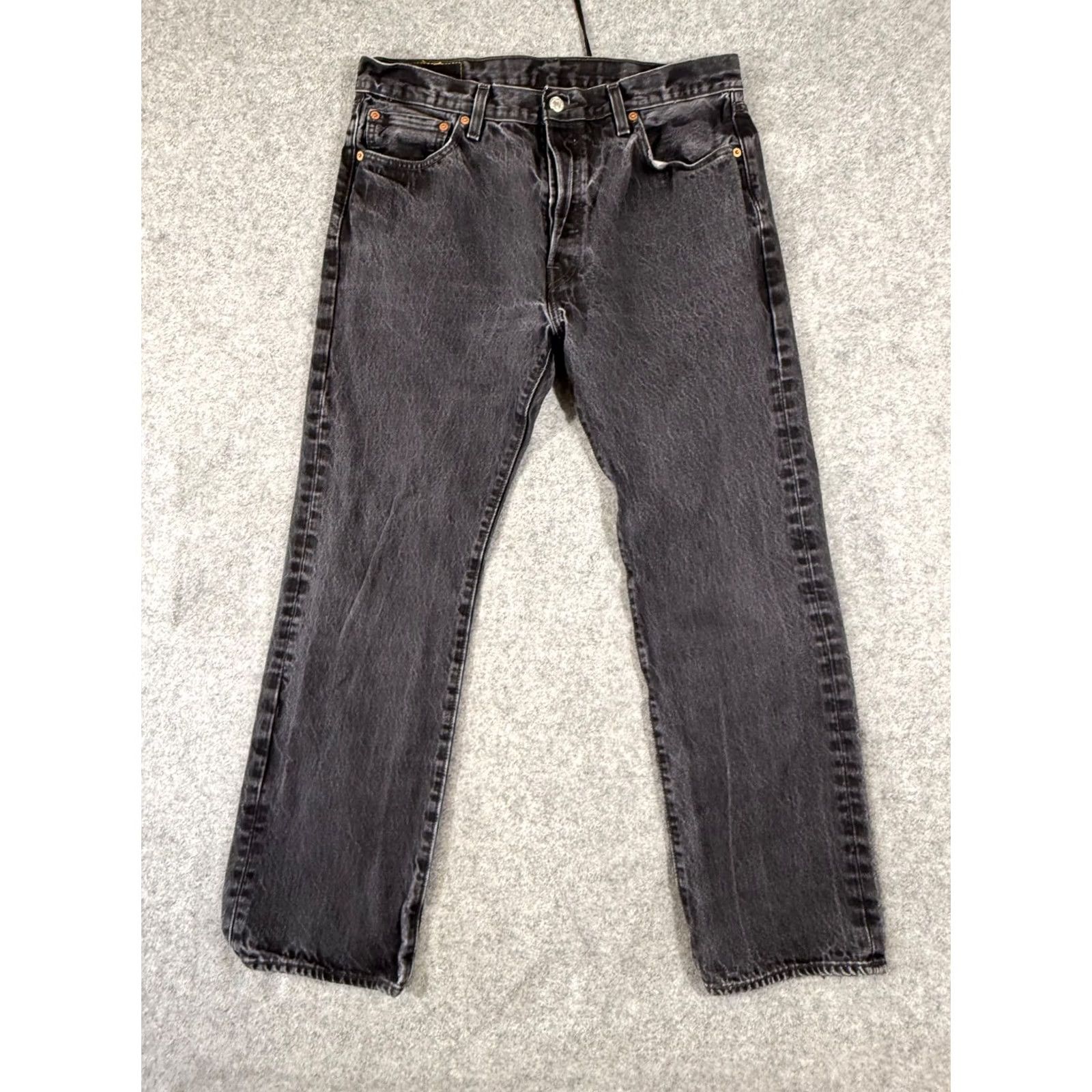 Levi's VINTAGE Levi’s 501 Button Fly Jeans Mens 34x30 Black Denim Faded Weathered Straight Leg City, Streetwear Mens Size US 34 / EU 50 - 3 Thumbnail