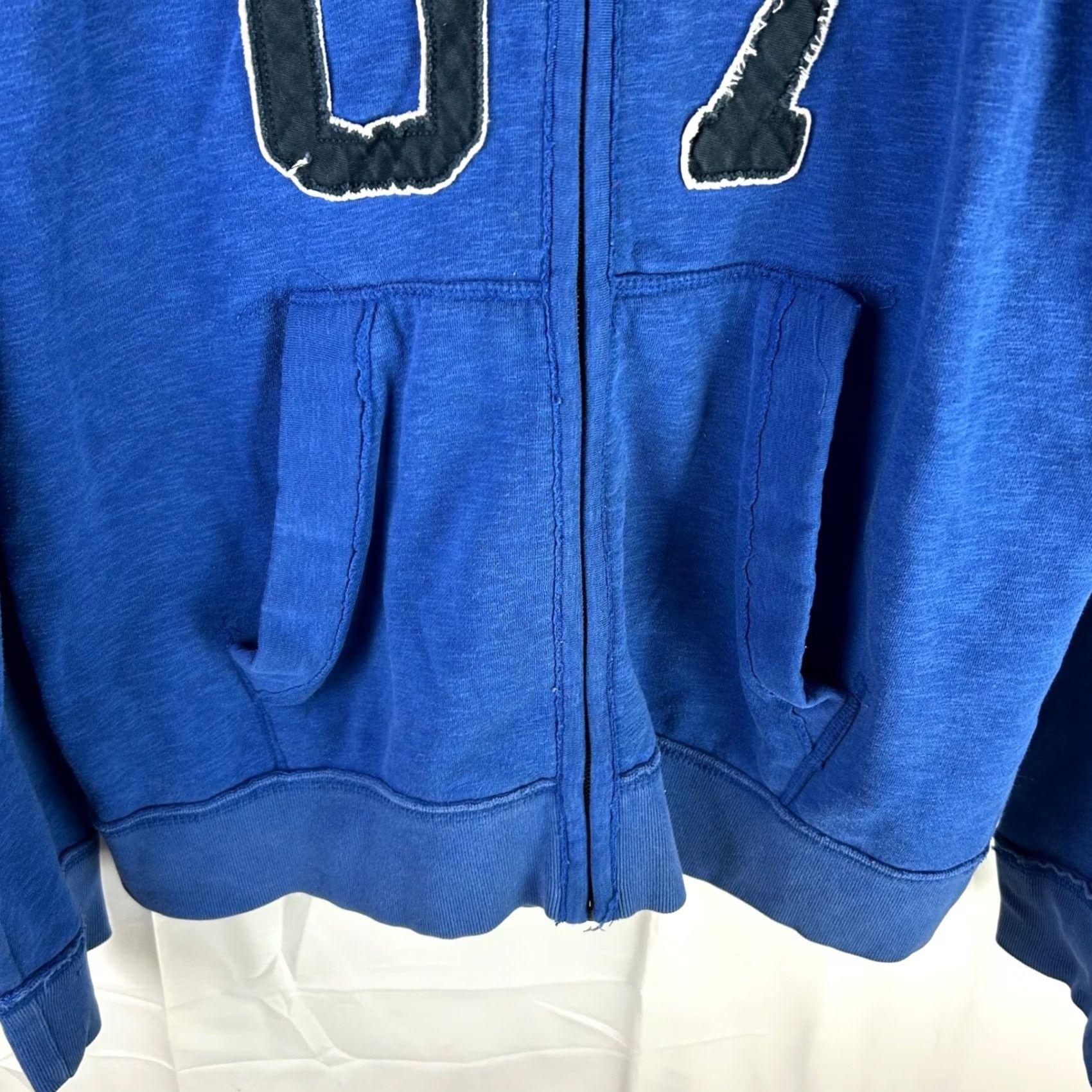 Aeropostale Aeropostale Hoodie Mens XL Blue 87 Applique Full Zip Slub Knit Fleece Size US XL / EU 56 / 4 - 6 Thumbnail