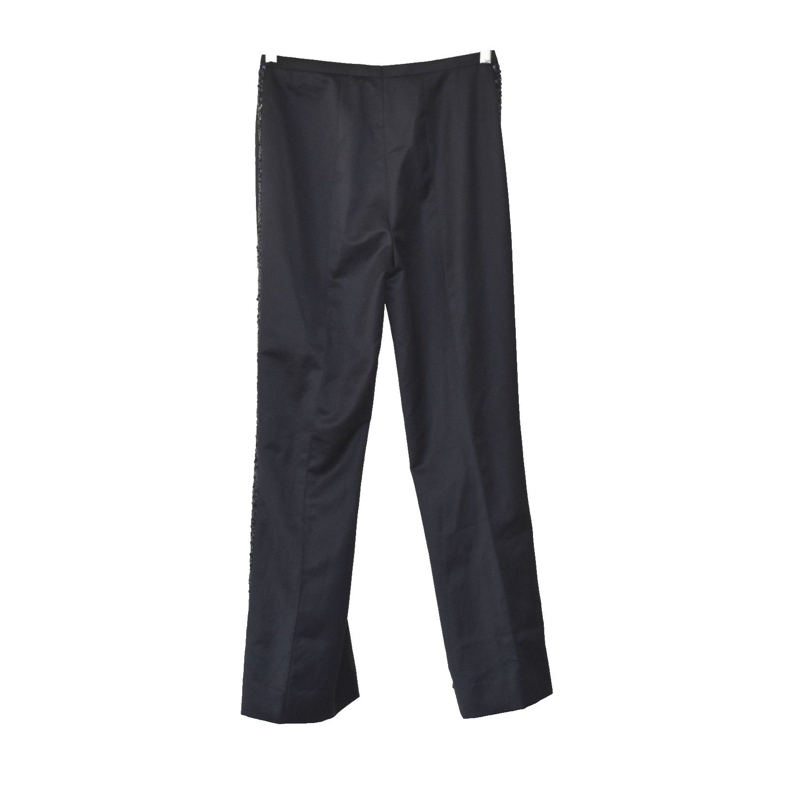 Escada ESCADA Black Wool/Mohair Sequin Striped Sides Trousers Sz 38 Size 29" - 2 Thumbnail