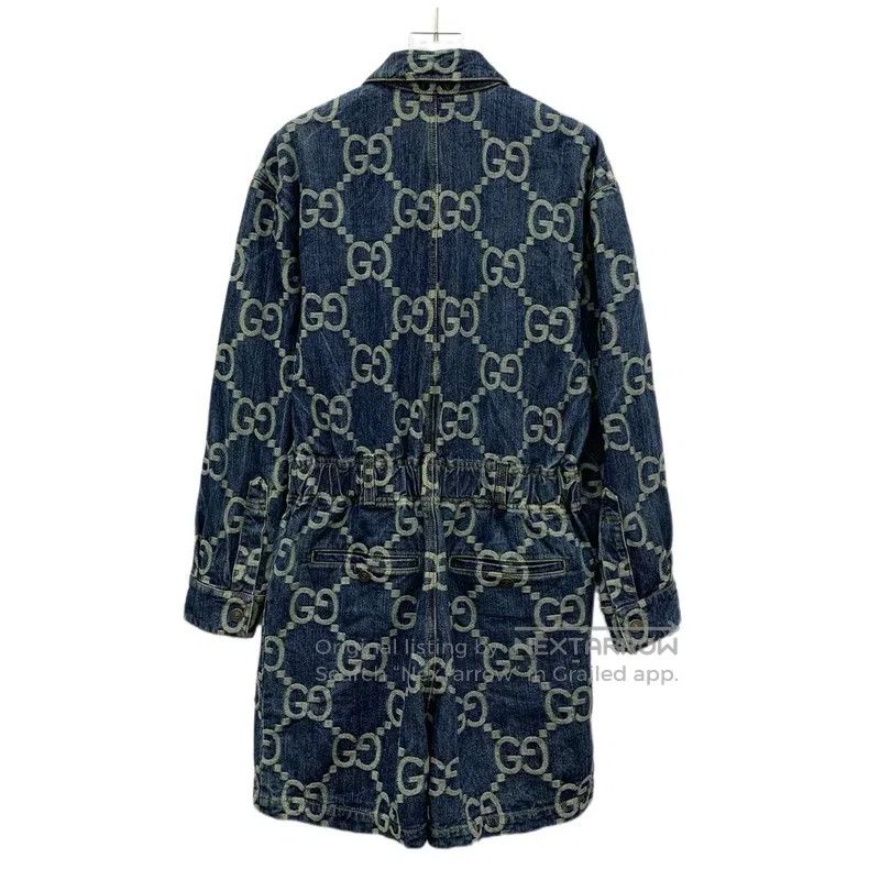Gucci Gucci Blue logo jacquard full-print cotton lapel single-br Size 28" / US 6 / IT 42 - 2 Thumbnail