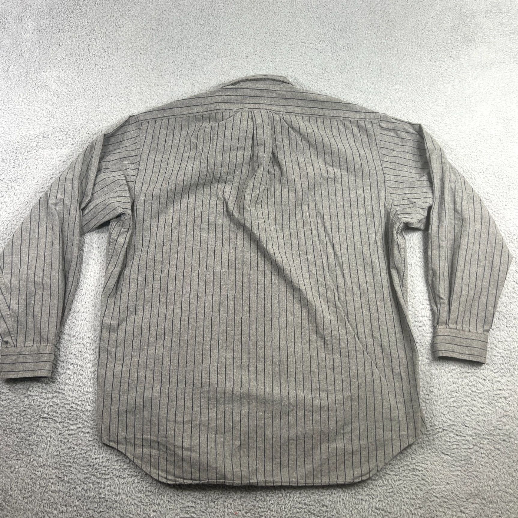 Ralph Lauren VINTAGE Ralph Lauren Button-Down Shirt Men L Gray Striped Blake Long Sleeve Cotton Size 42R - 6 Thumbnail