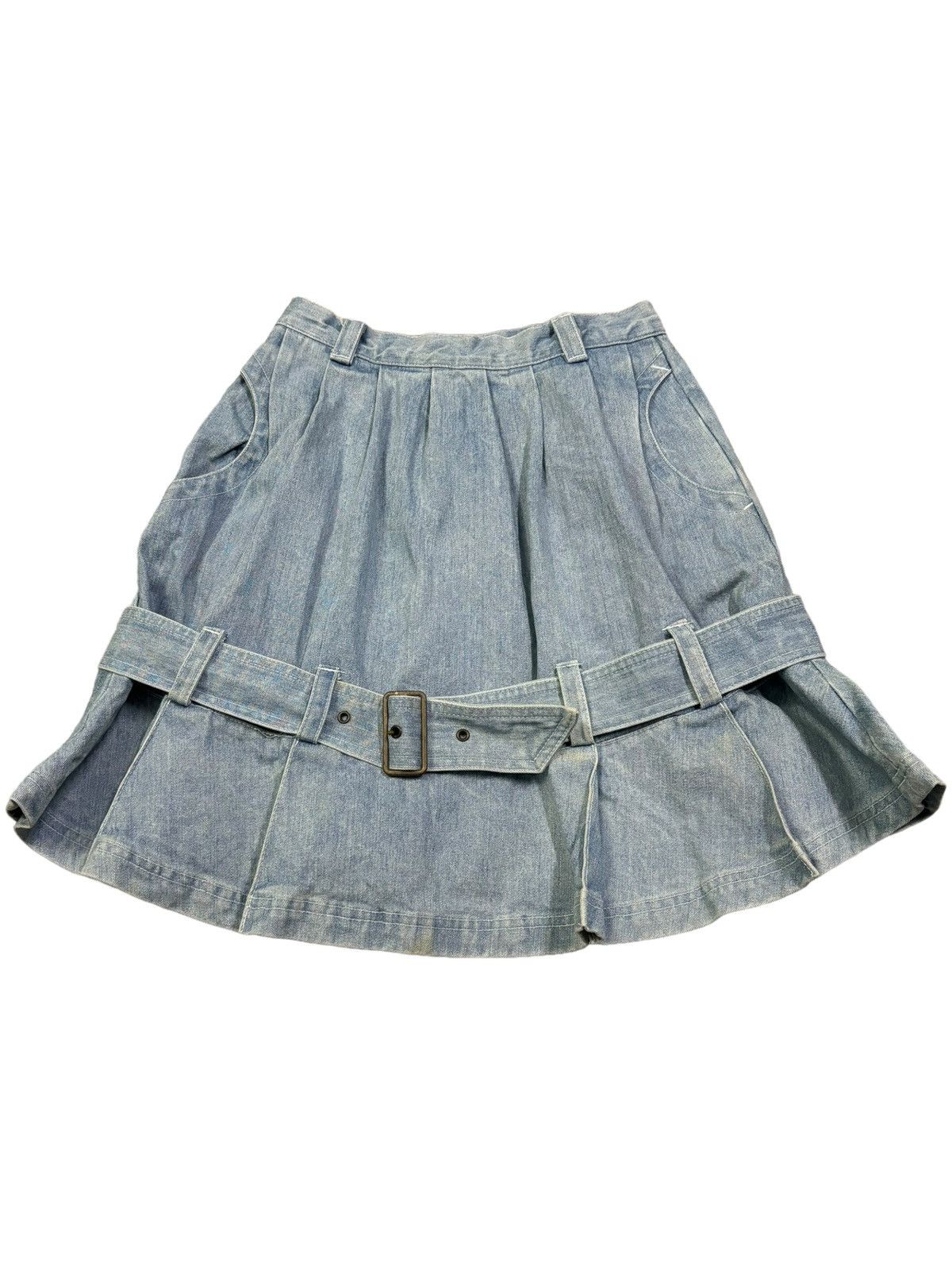 Hysteric Glamour Vintage Japanese Brand Wash Flare Pleated Denim Mini Skirt Size 24" / US 00 / IT 34 - 1 Thumbnail