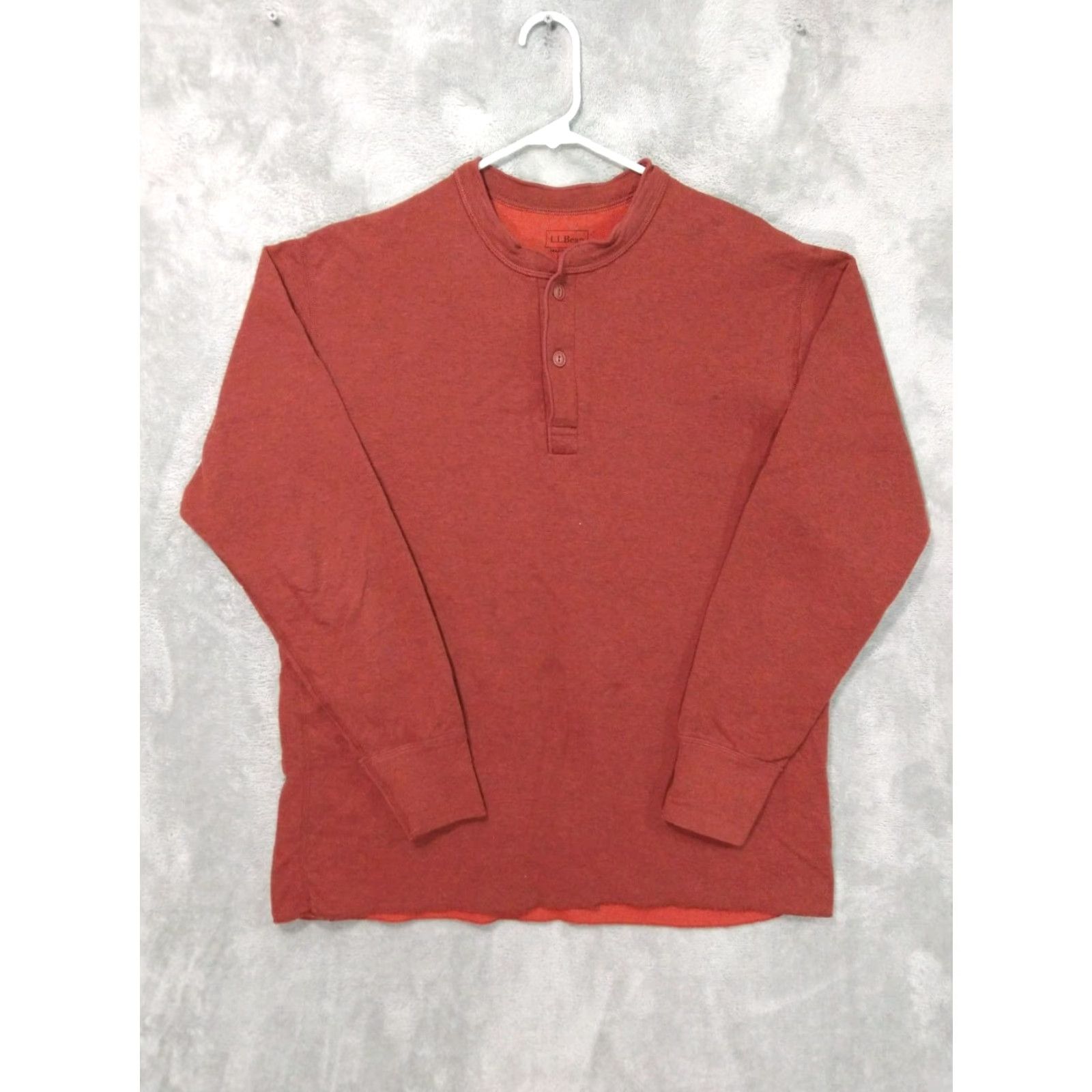 Vintage L.L. Bean Shirt Mens Large Orange River Driver Henley Wool Blend Base Layer Size US L / EU 52-54 / 3 - 2 Thumbnail
