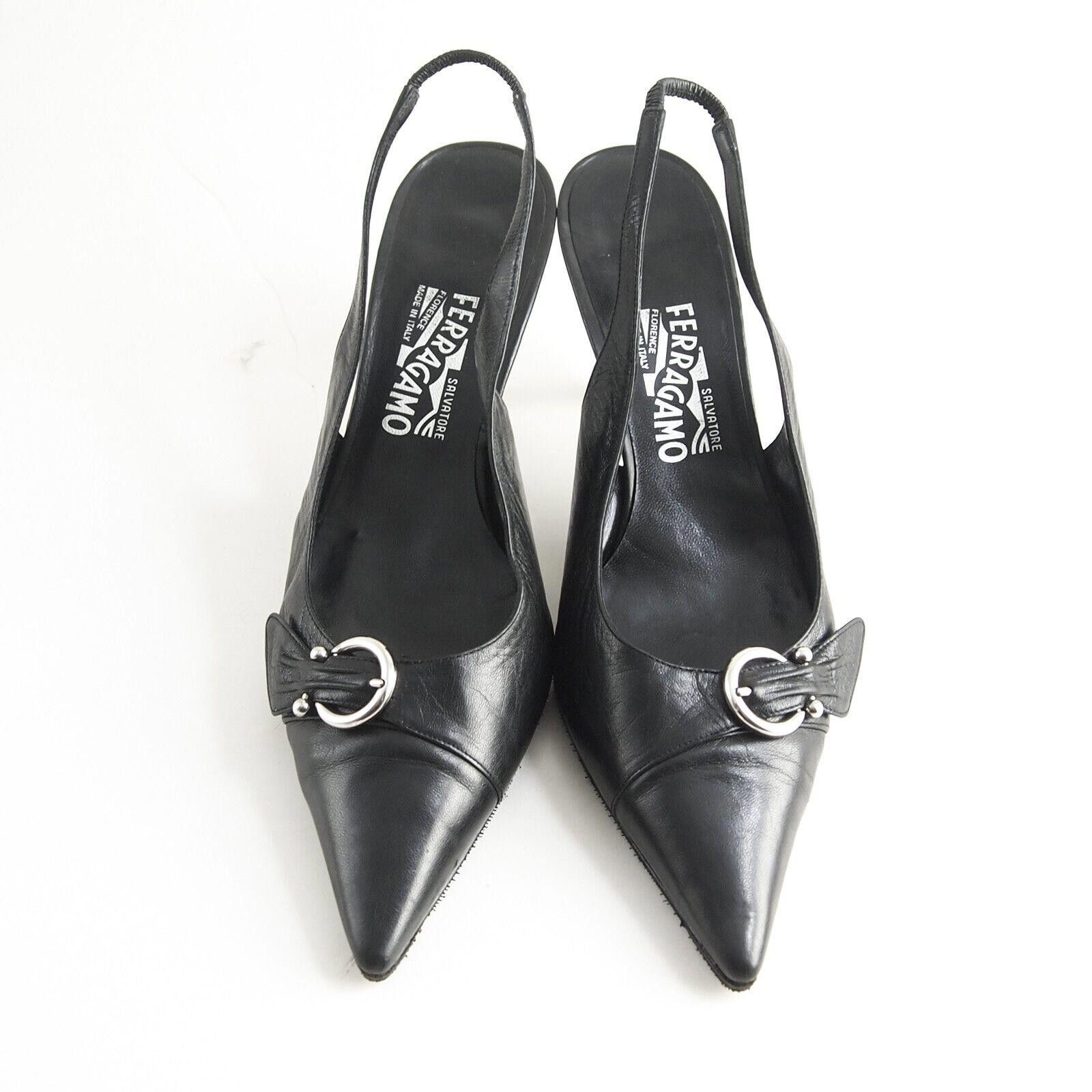 Salvatore Ferragamo Ferragamo Gancio Slingback Sandals Black US 10.5 EU 40.5 C Size US 10.5 / IT 40.5 - 1 Thumbnail