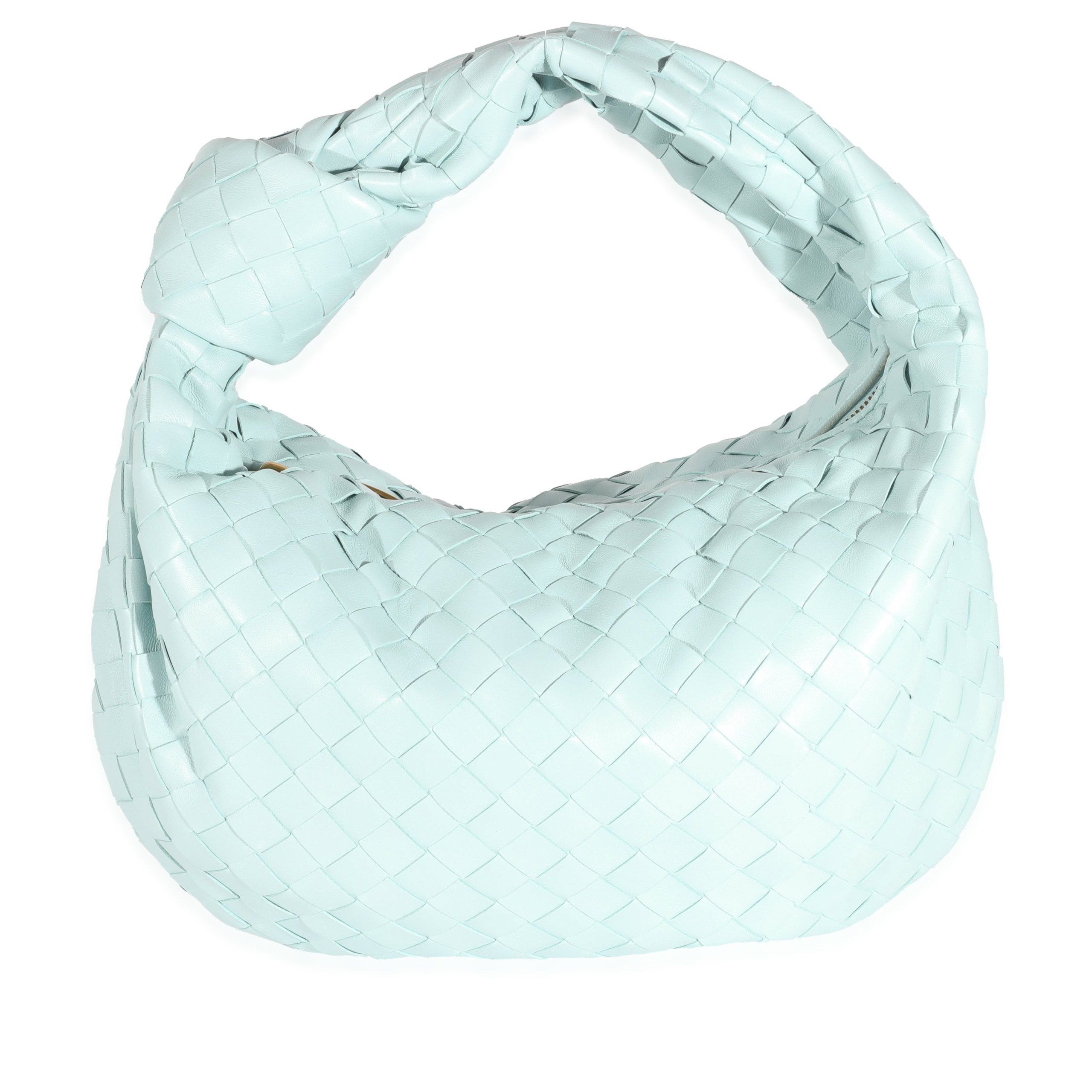 image of Bottega Veneta Nappa Teal Washed Intrecciato Teen Jodie in Blue, Women's