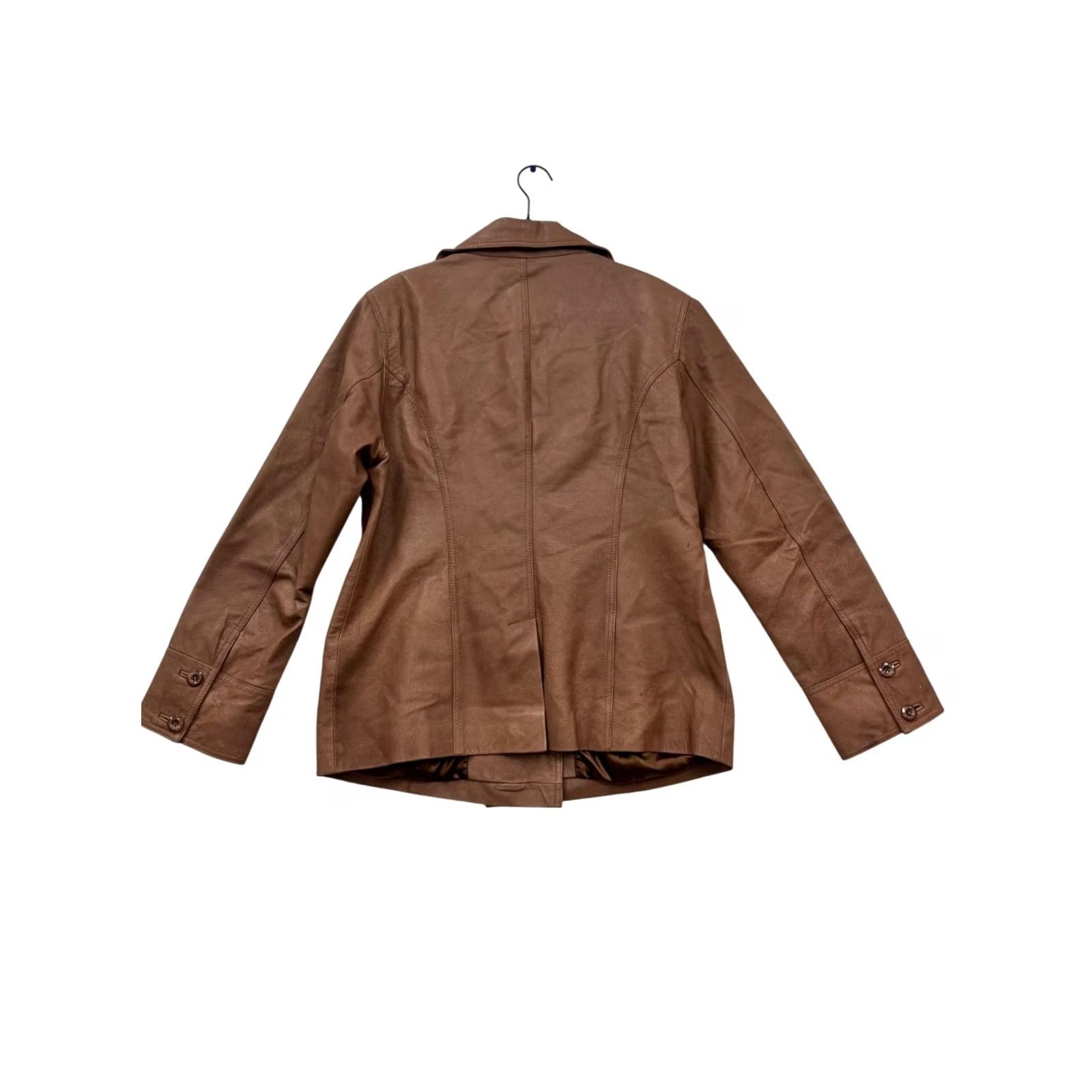 Vintage Chadwicks Brown Leather Double-Breasted Jacket L Womens Basic - #737A Size L / US 10 / IT 46 - 2 Thumbnail