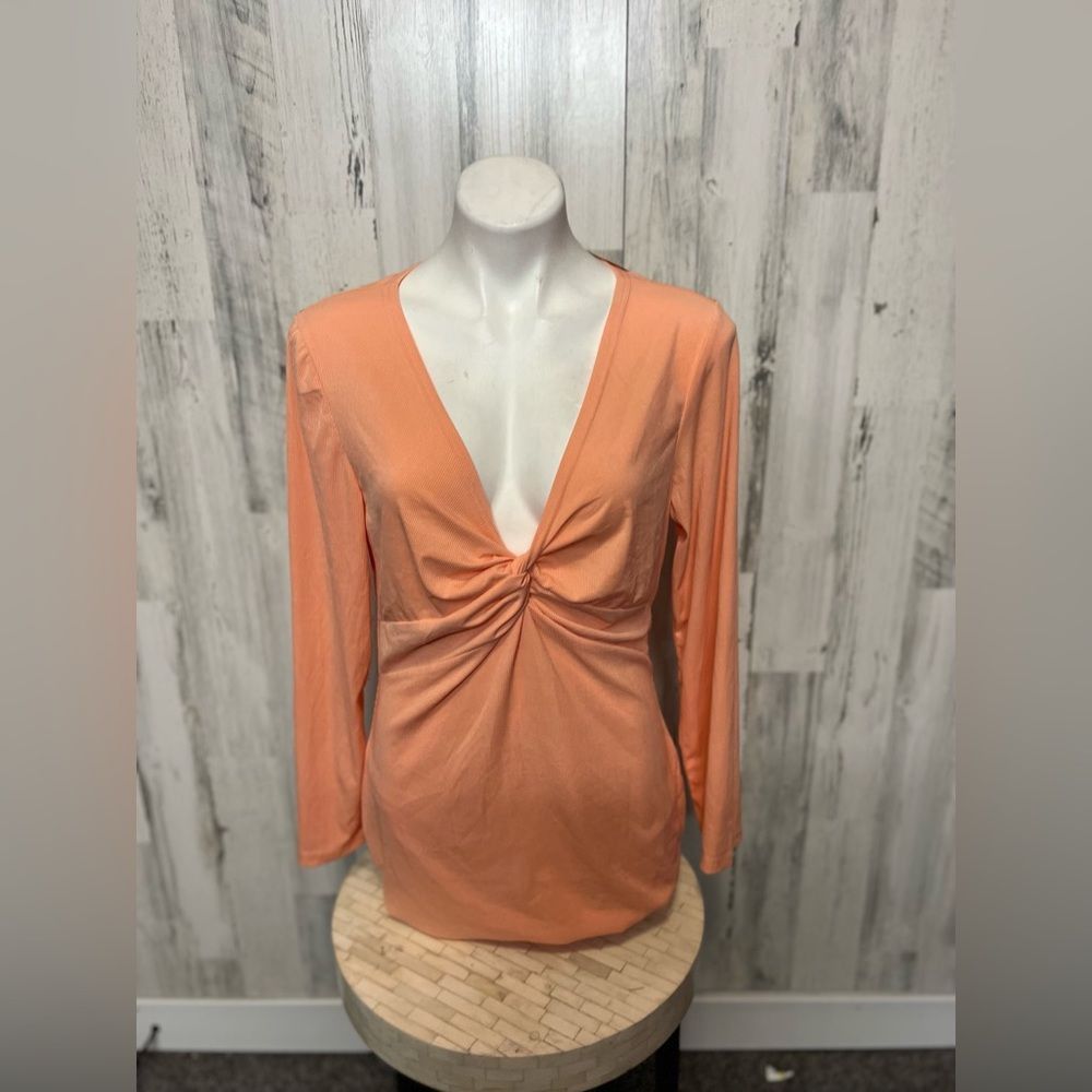 Other Peach Long Sleeve Twist Front Deep V-Neck dress XXL Size XXL / US 16-18 / IT 52-54 - 1 Thumbnail