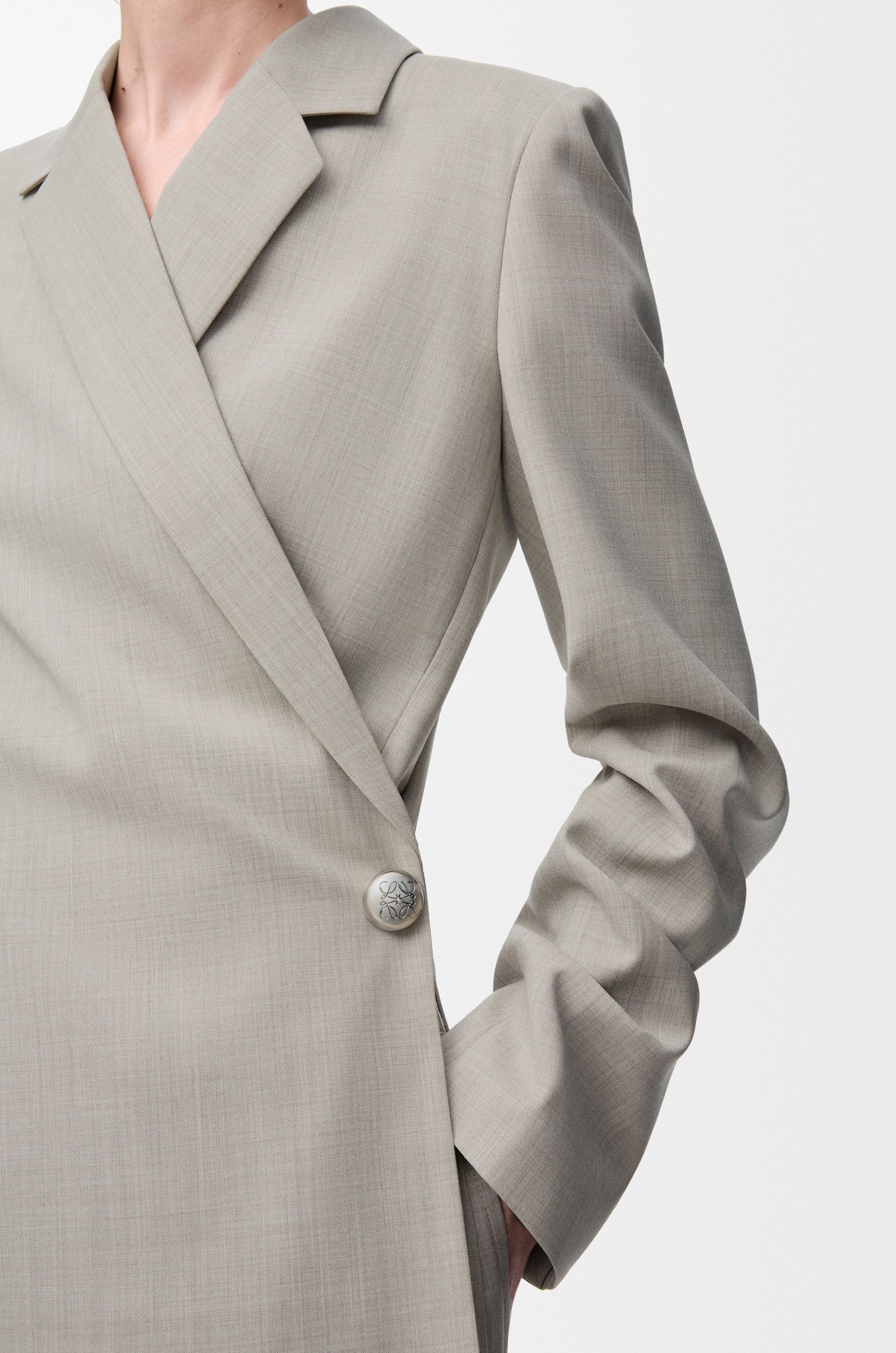 Loewe o1in1g0426 Tailored Jacket in Light Beige Melange Size S / US 4 / IT 40 - 5 Thumbnail