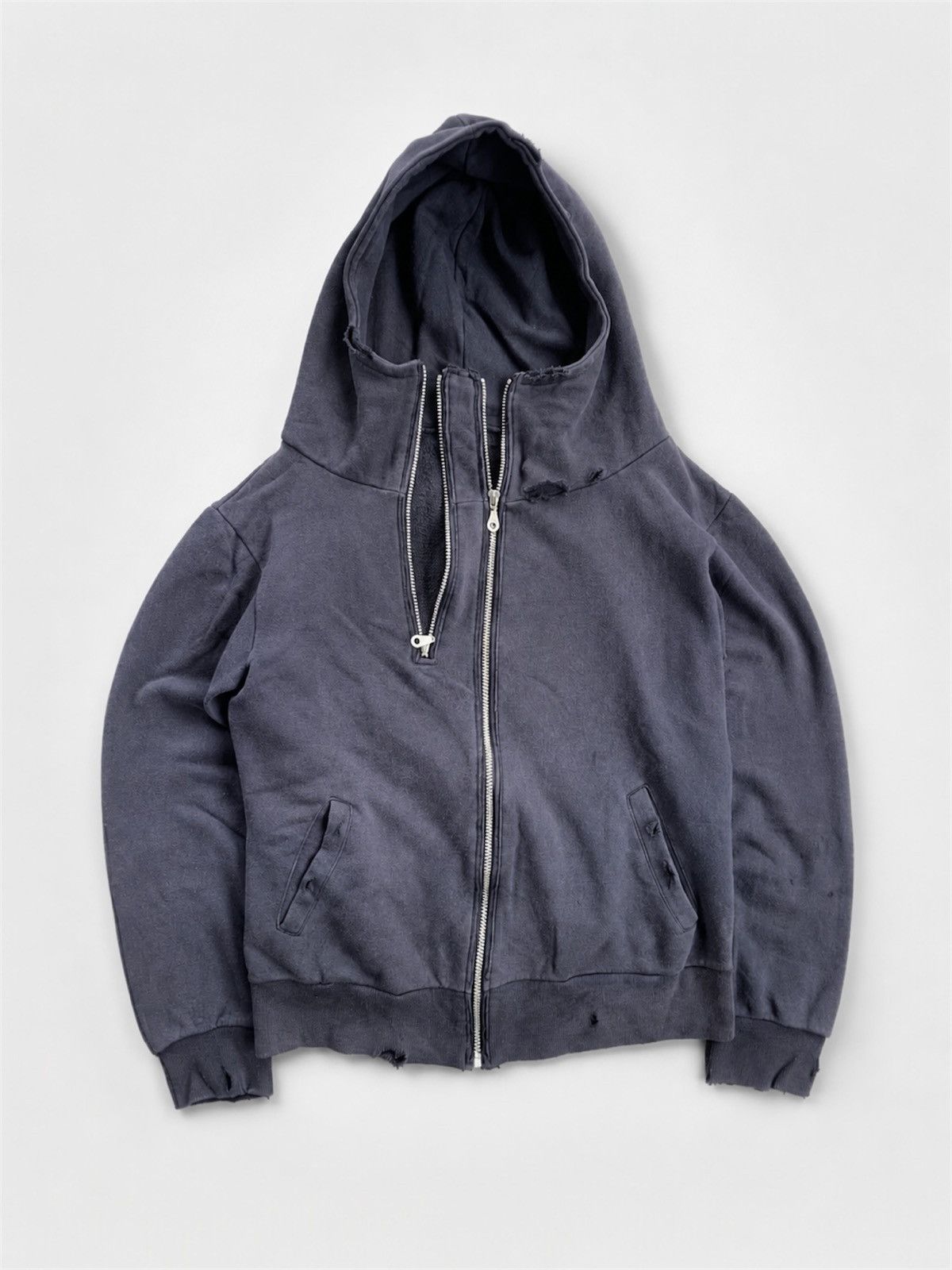Other Topswake Distressed Double Zip Vintage Sunfaded Hoodie Size US L / EU 52-54 / 3 - 1 Thumbnail