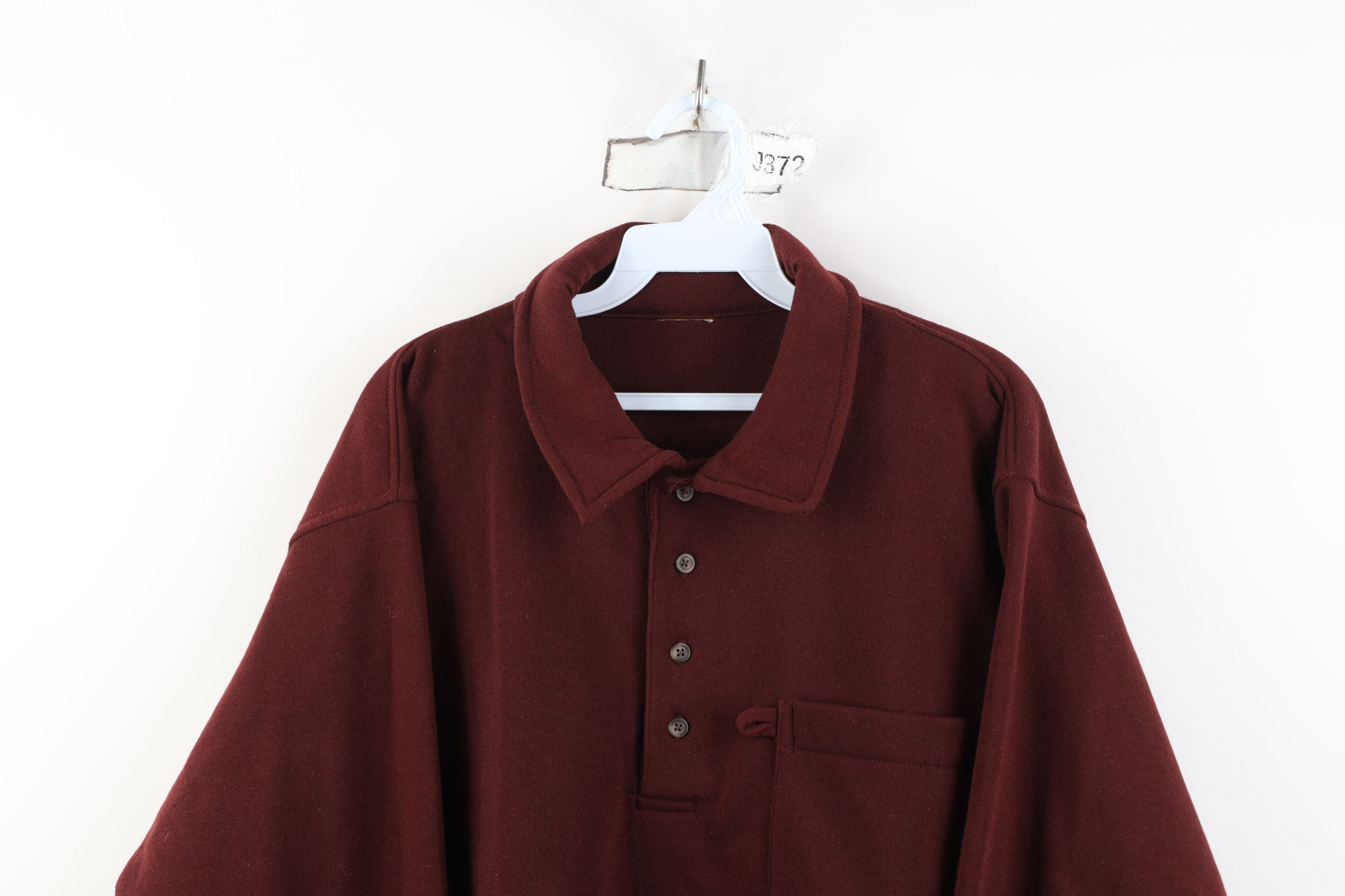 Vintage Vintage 90s Streetwear Collared Pullover Sweatshirt Red Size US XL / EU 56 / 4 - 2 Thumbnail