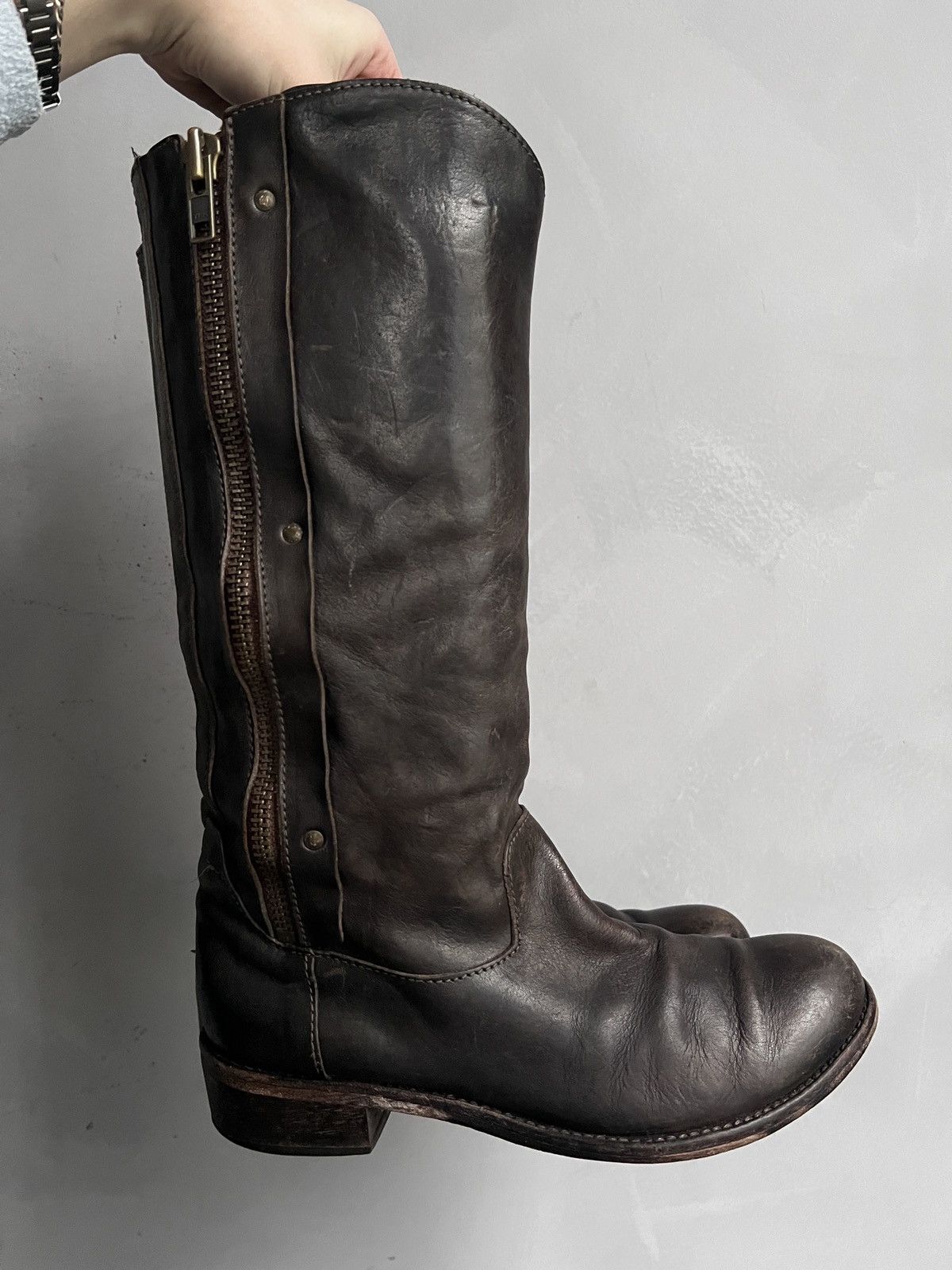 MoMA Moma Leather Tall Brown Boots Zipper Vintage Size US 8 / IT 38 - 1 Thumbnail