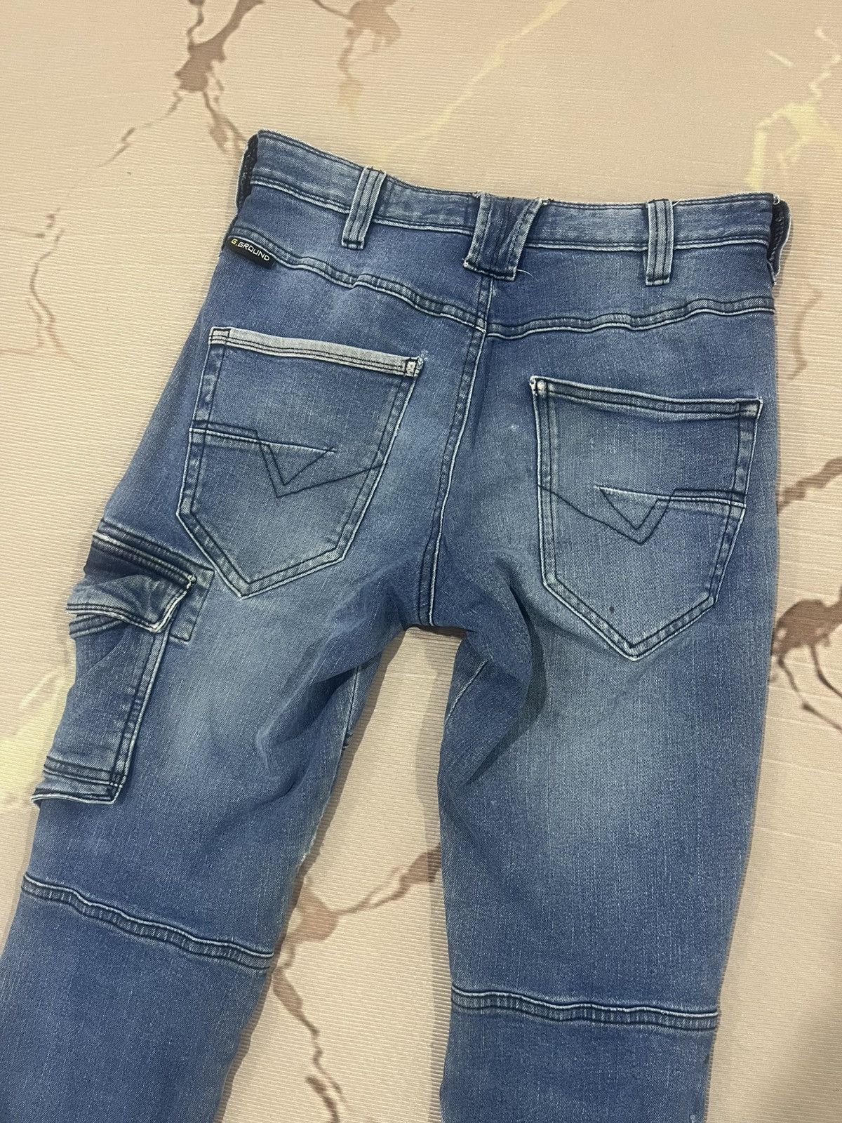 Japanese Brand G.Ground Cargo Denim Jeans Distressed Repair Streetwear Size US 28 / EU 44 - 12 Thumbnail