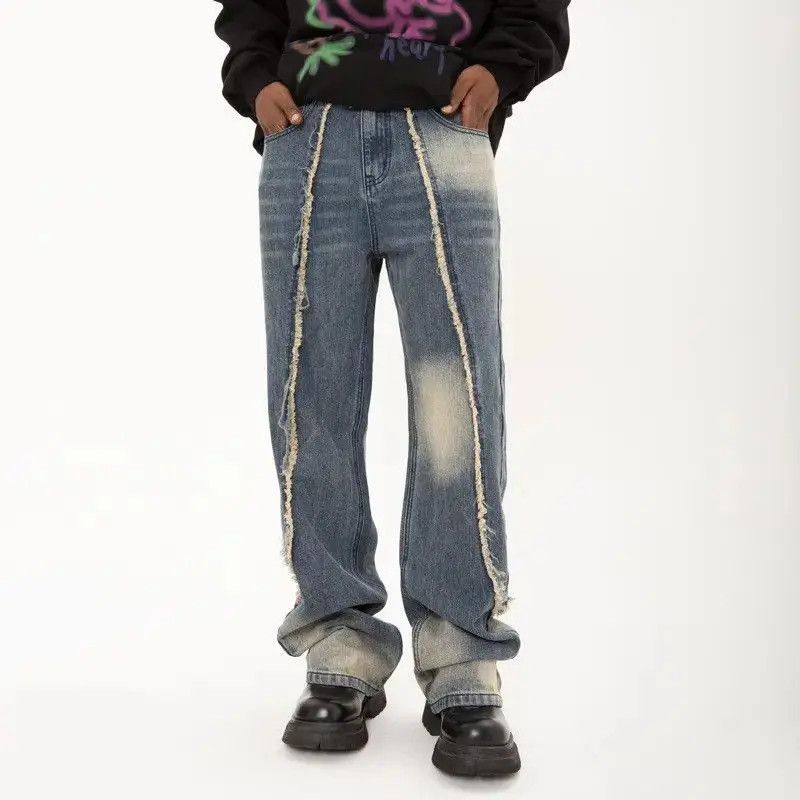 Japanese Brand Retro loose straight leg fringed jeans Size US 32 / EU 48 - 3 Thumbnail