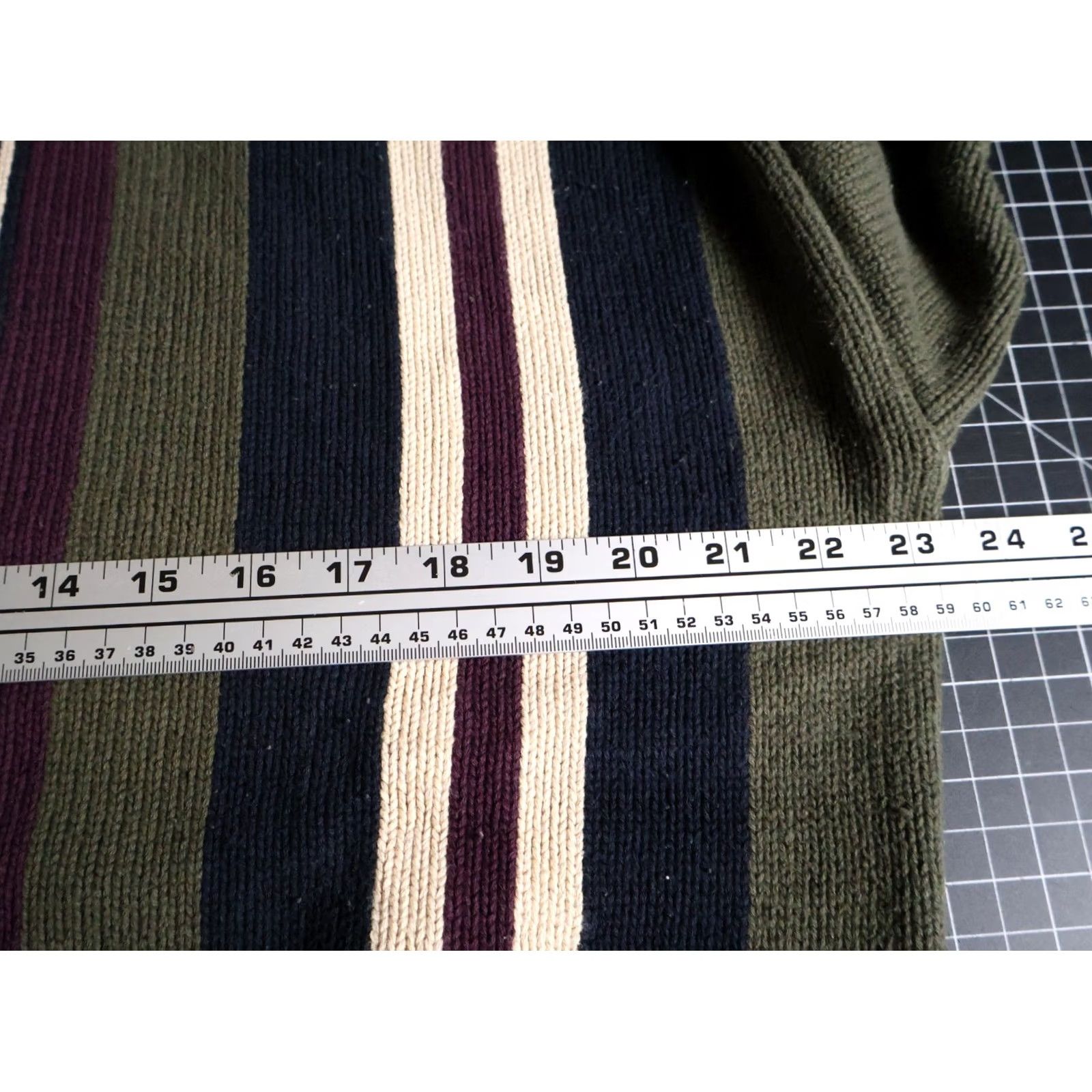 Olive VTG 90s Striped Pattern Sweater Men's Large Olive Green Chunky Cotton Knit Size US L / EU 52-54 / 3 - 5 Thumbnail