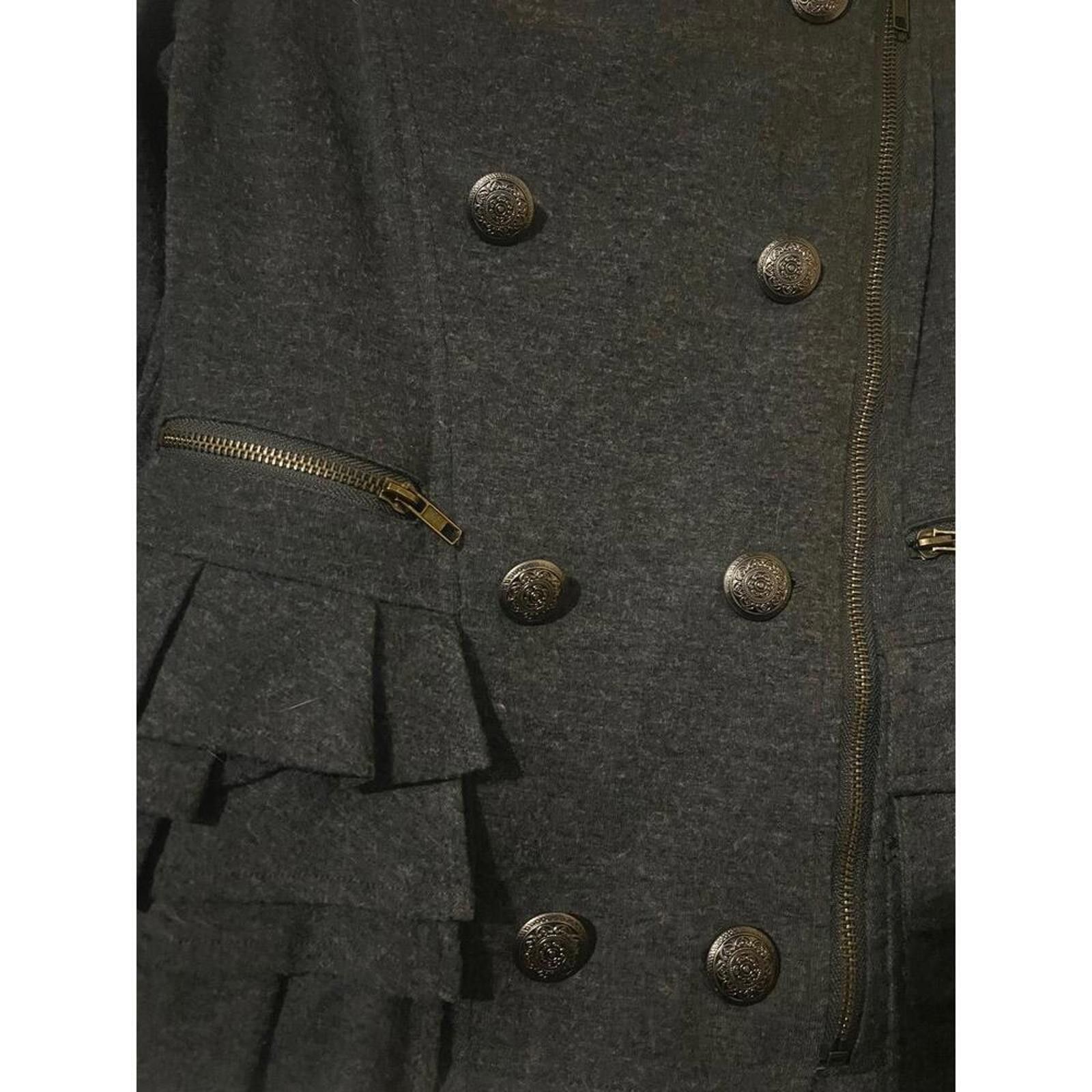 Other Deja Vu Jacket S Gray Military Ruffled Hem Edgy Chic Size S / US 4 / IT 40 - 3 Thumbnail