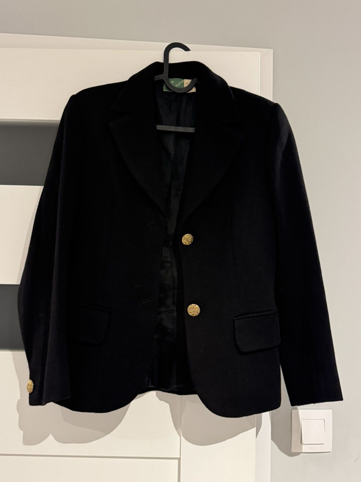 Vintage Vintage Black Wool Blazer with Gold Buttons – Made in France Size S / US 4 / IT 40 - 4 Thumbnail