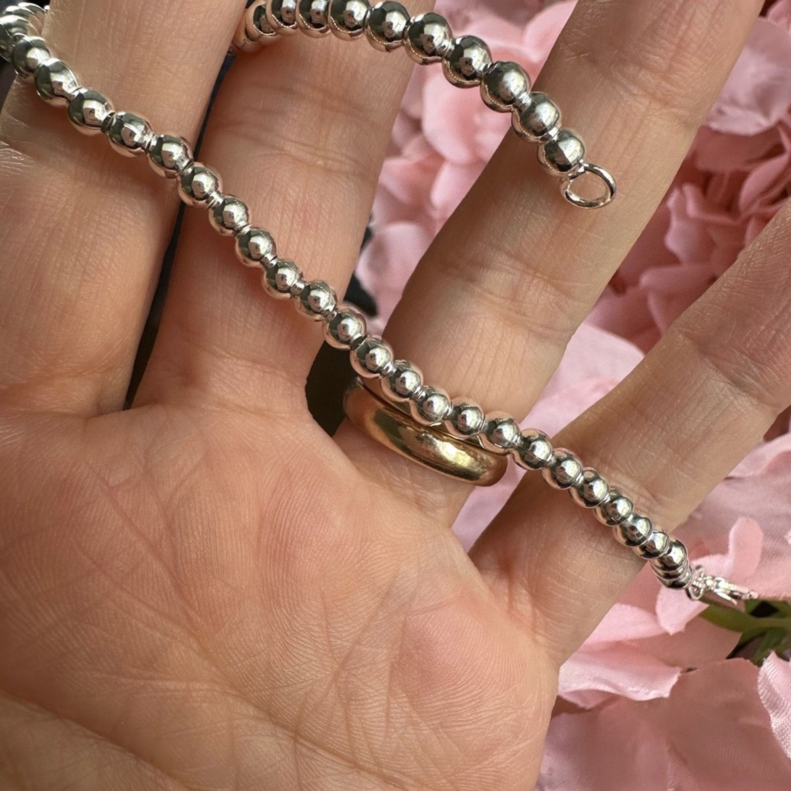 Other Sterling Silver Beaded Minimalist Bracelet 8” Size ONE SIZE - 6 Thumbnail