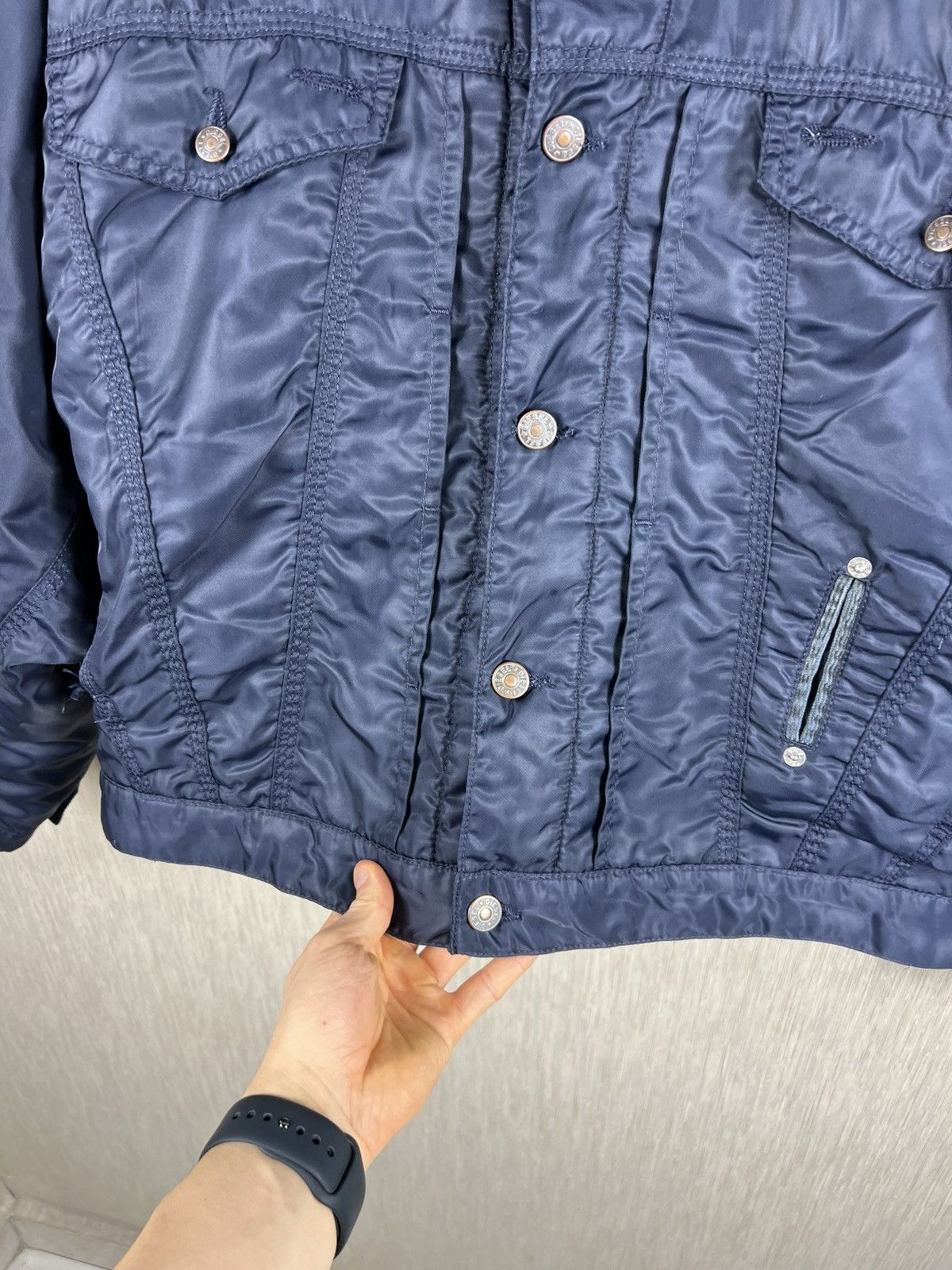 Diesel Vintage 90s Diesel denver navy cropped nylon jacket italy Size US L / EU 52-54 / 3 - 13 Thumbnail
