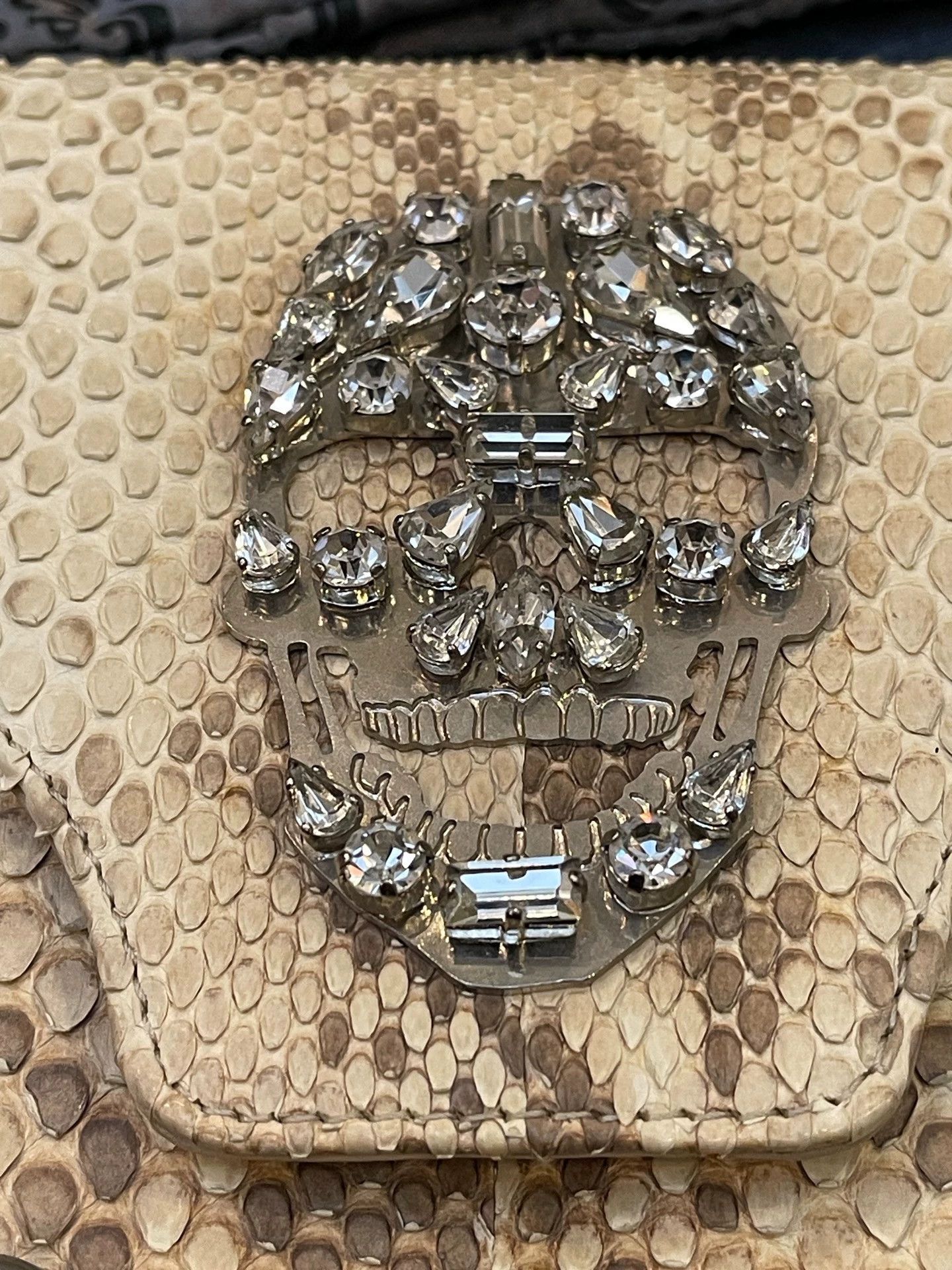 Philipp Plein Philipp Plein NWT Albino Python Crystal Skull Clutch Size ONE SIZE - 3 Thumbnail