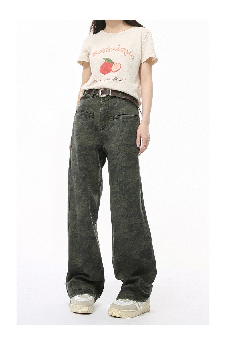 Japanese Brand × Jean High street washed camouflage straight cargo jeans y2k Size US 32 / EU 48 - 3 Thumbnail