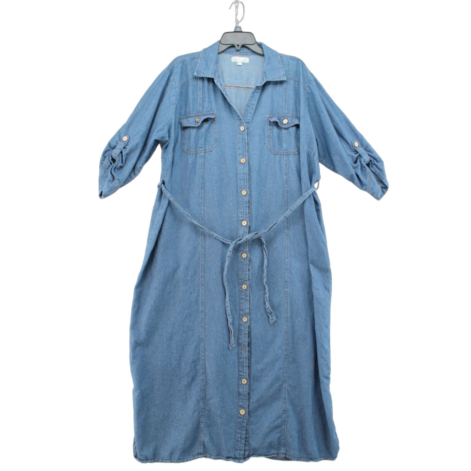 Denime VINTAGE J Gee Shirt Dress Denim Button Down 3X Blue Chambray Short  Sleeve Pockets Bohemian 80s Womens | Grailed