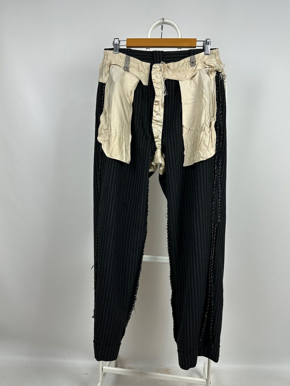 Vintage 1930-50s Antique European Work High Waist Wool Trousers Size US 30 / EU 46 - 22 Thumbnail