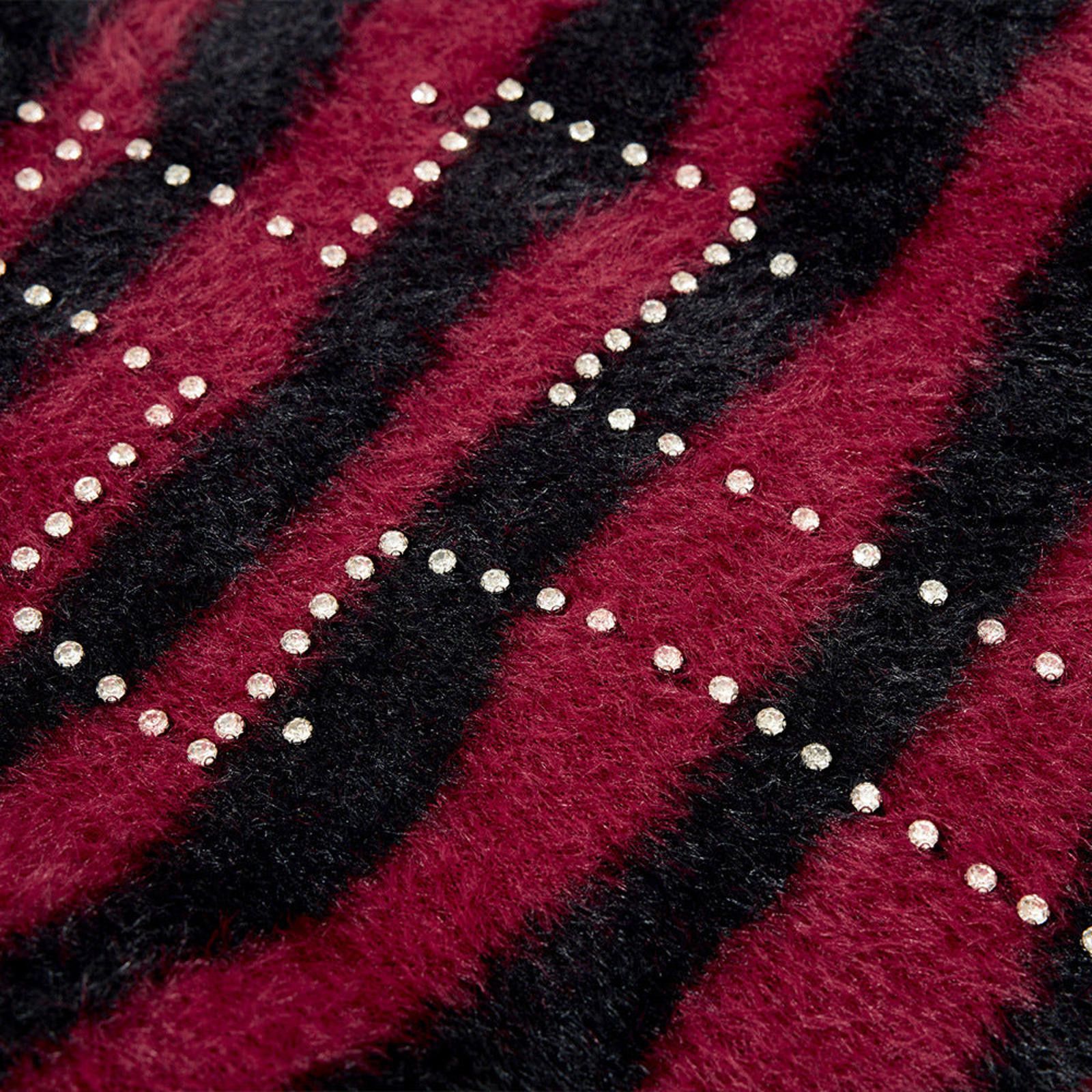 Vintage Red Black Striped Fuzzy Sweater with Studded Cross Size US M / EU 48-50 / 2 - 3 Thumbnail
