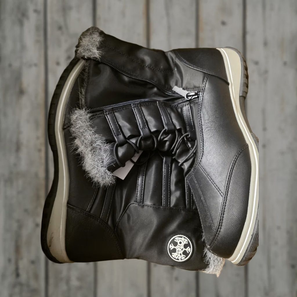 Vintage Totes Adele Snow Boots Women’s Size 10M Black Mid-Calf Waterproof Rubber Flat Heel Zip Winter Boots Women Size US 10 / IT 40 - 1 Thumbnail