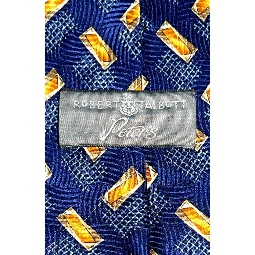 Robert Talbott Robert Talbott Necktie Blue Gold Finest Silk Geometric Tie Size ONE SIZE - 3 Thumbnail
