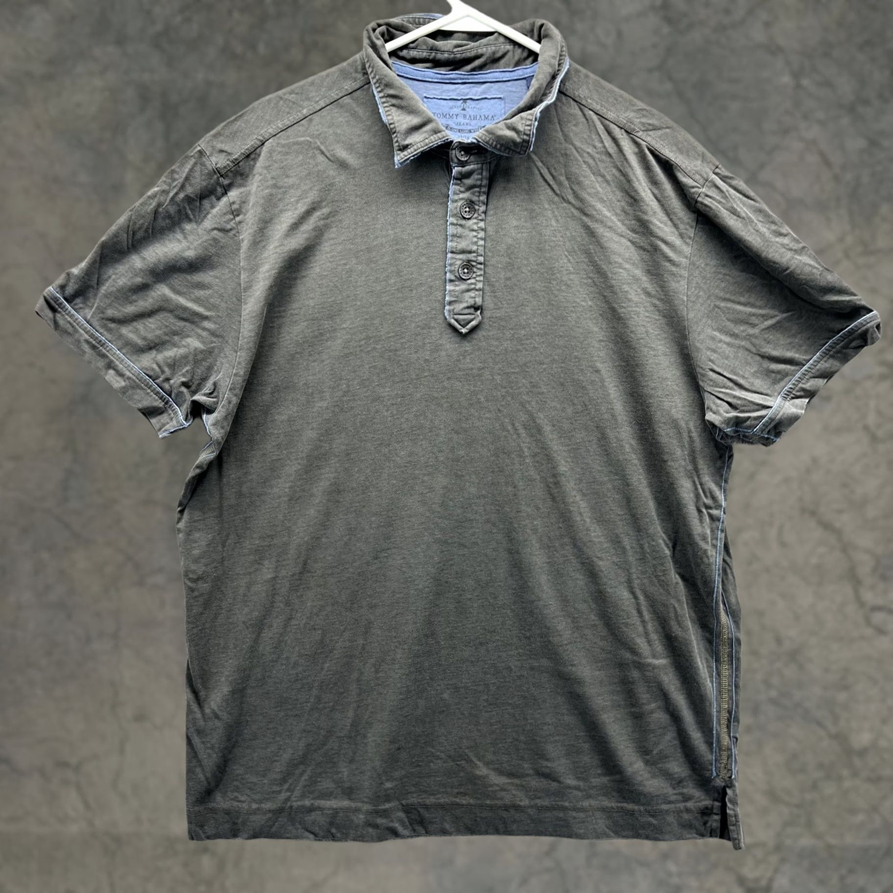 Tommy Bahama Tommy Bahama Jeans Polo Shirt Mens XL Green Solid Contrast Trim Cotton Casual Shirt Size US XL / EU 56 / 4 - 1 Thumbnail