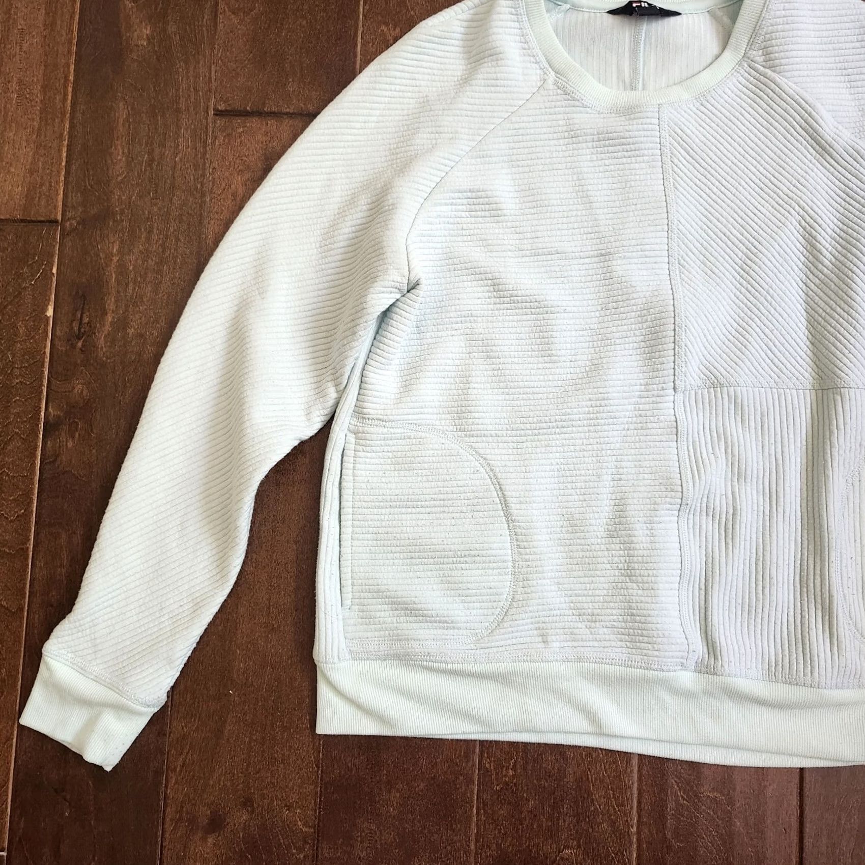 Fila Fila Sweater Women Blue Solid Long Sleeve Crew Neck Pockets Outdoor Casual Size M - Women's Pullover" Size M / US 6-8 / IT 42-44 - 2 Thumbnail