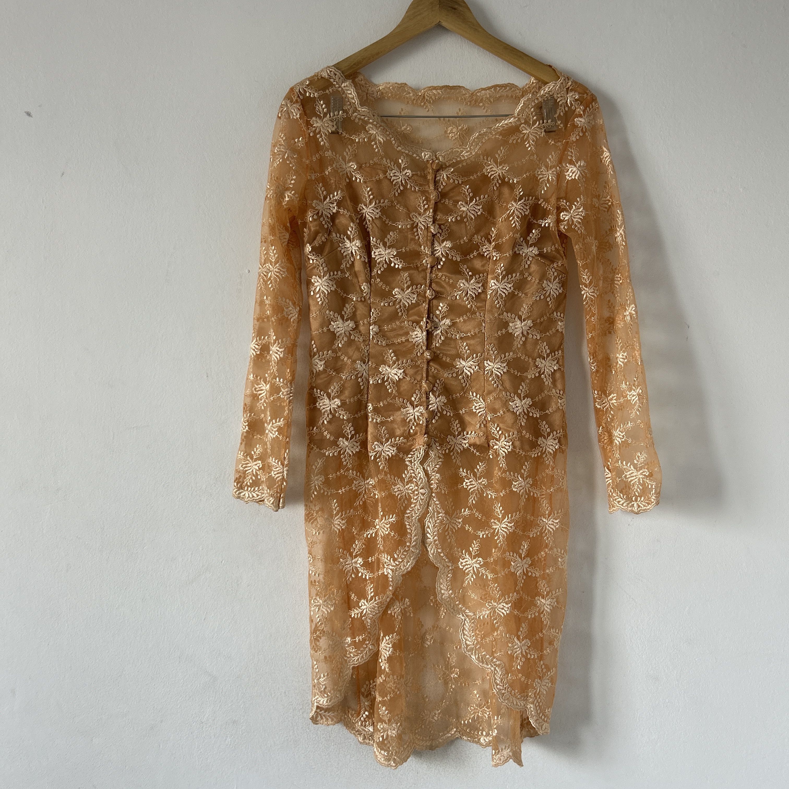 Vintage Vintage Orange Lace Kebaya Dress Size M / US 6-8 / IT 42-44 - 9 Thumbnail