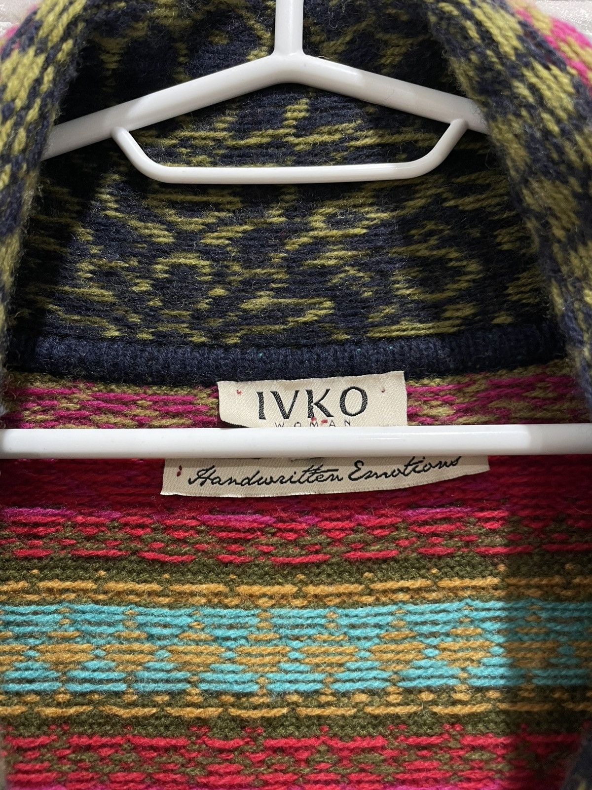 Vintage Ivko Woman Handwritten Vintage Wool Knit Sweater Cardigan Size M / US 6-8 / IT 42-44 - 4 Thumbnail