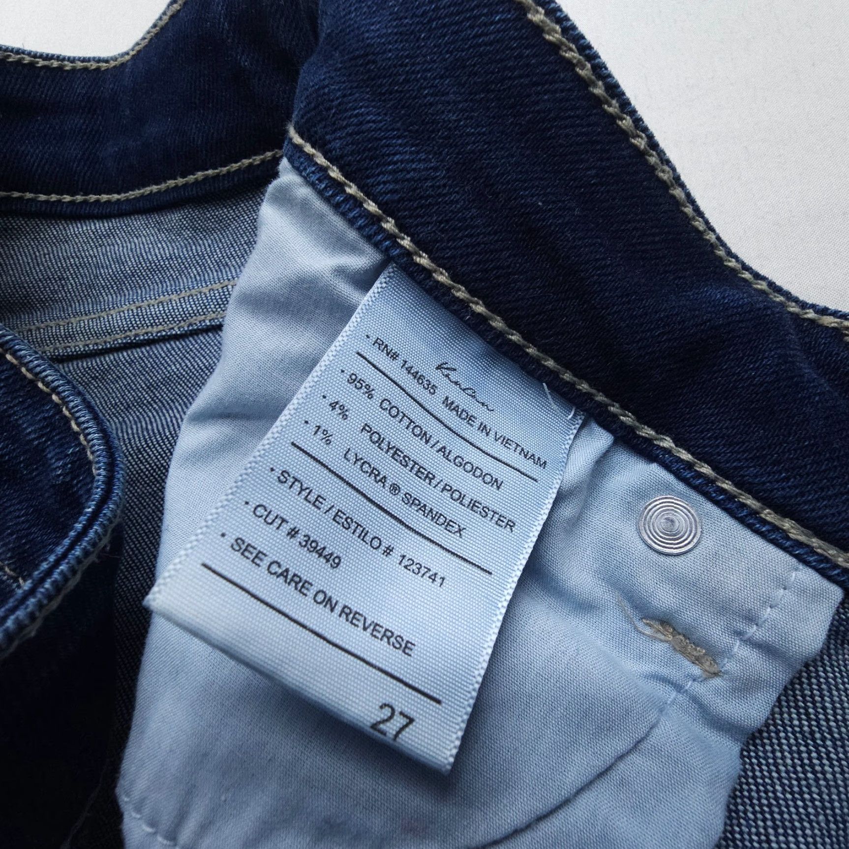 Vintage KanCan Skinny Jeans Womens 27 High Rise Button Fly Dark Wash Denim 5-Pocket Distressed Stretch Blue USA Theme American Vintage: No Women's Jeans Size 27" / US 4 / IT 40 - 4 Thumbnail