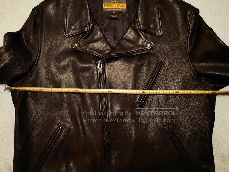 Schott Schott P213 Diagonal zipper motorcycle leather jacket Size US XL / EU 56 / 4 - 6 Thumbnail