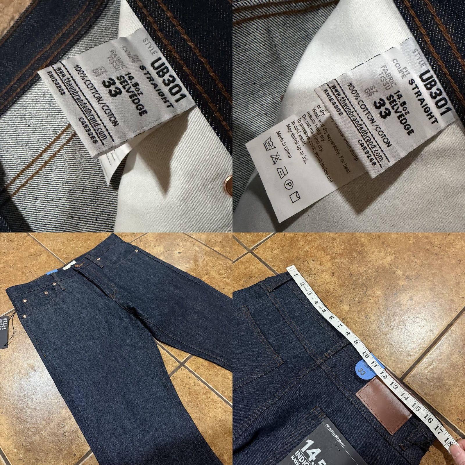 The Unbranded Brand NWT The Unbranded Brand UB401 Tight Fit Mens Jeans 14.5 oz Indigo Selvedge 33x34 Indigo Blue Slim Jeans Mens 33 Inseam 34 Size US 33 - 8 Thumbnail