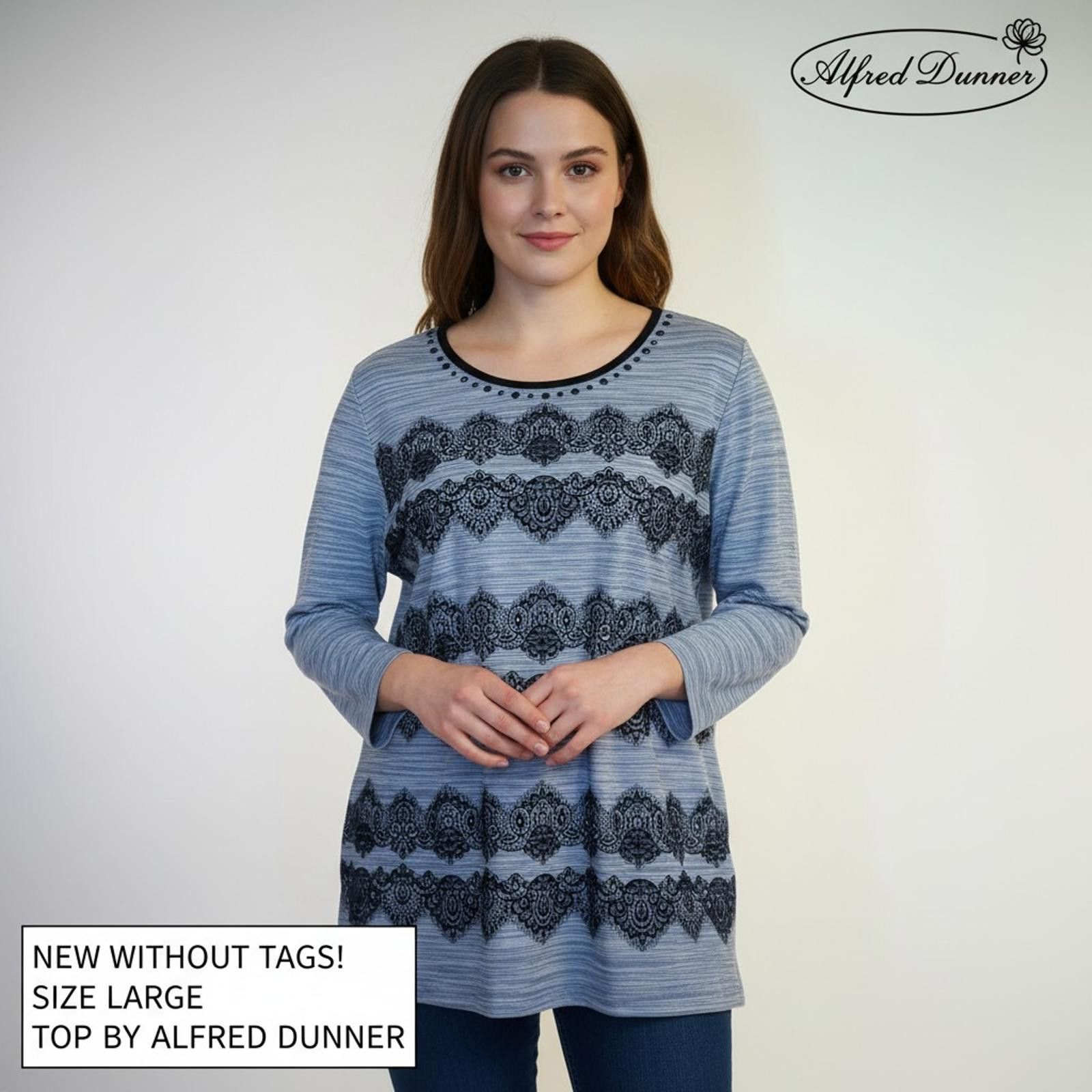 Other Alfred Dunner Women's Long Sleeve Tunic Top Size Large Blue/ Size L / US 10 / IT 46 - 1 Thumbnail