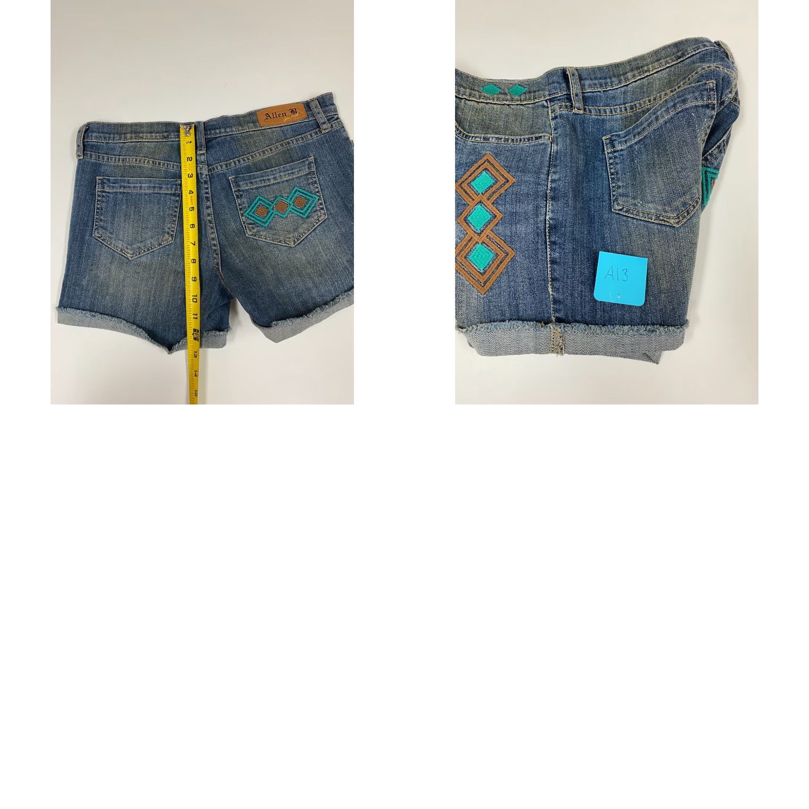 Denime Allen B Womens Shorts 4 blue Denim Chino Casual Cotton Blend Zip Front Classic 30 Waist White/Blue? Wait can't. Size 30" / US 8 / IT 44 - 8 Thumbnail