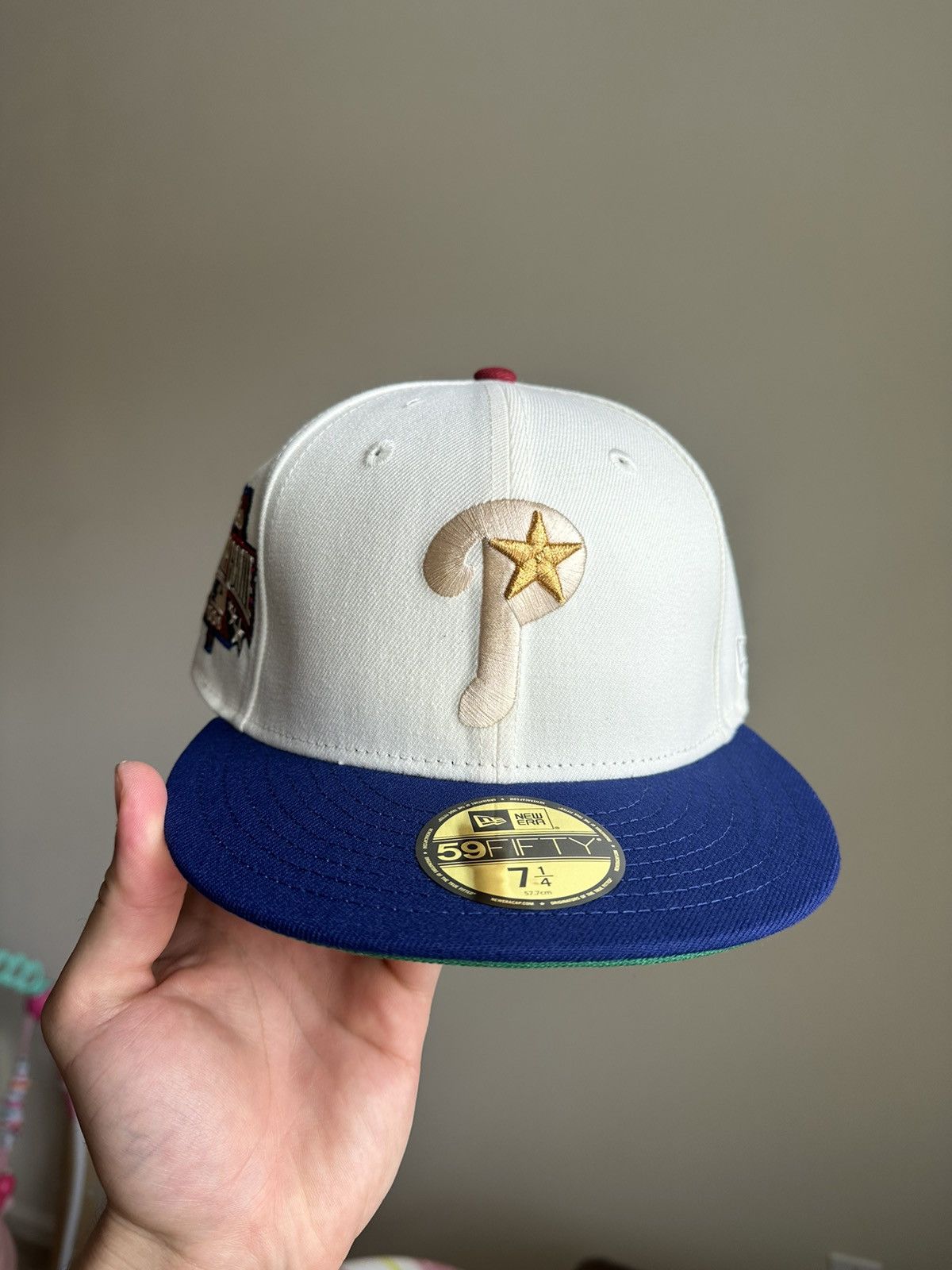 image of Vintage Philadelphia Phillies 1996 All Mahal Wilder Hat Club 7 1/4 in White, Men's