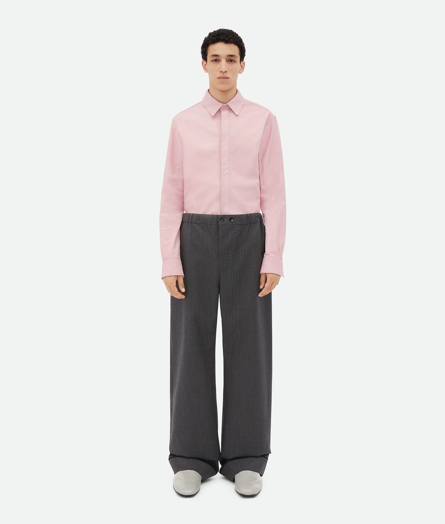 o1bcso1str0225 Wool Chevron Pant in Grey Melange