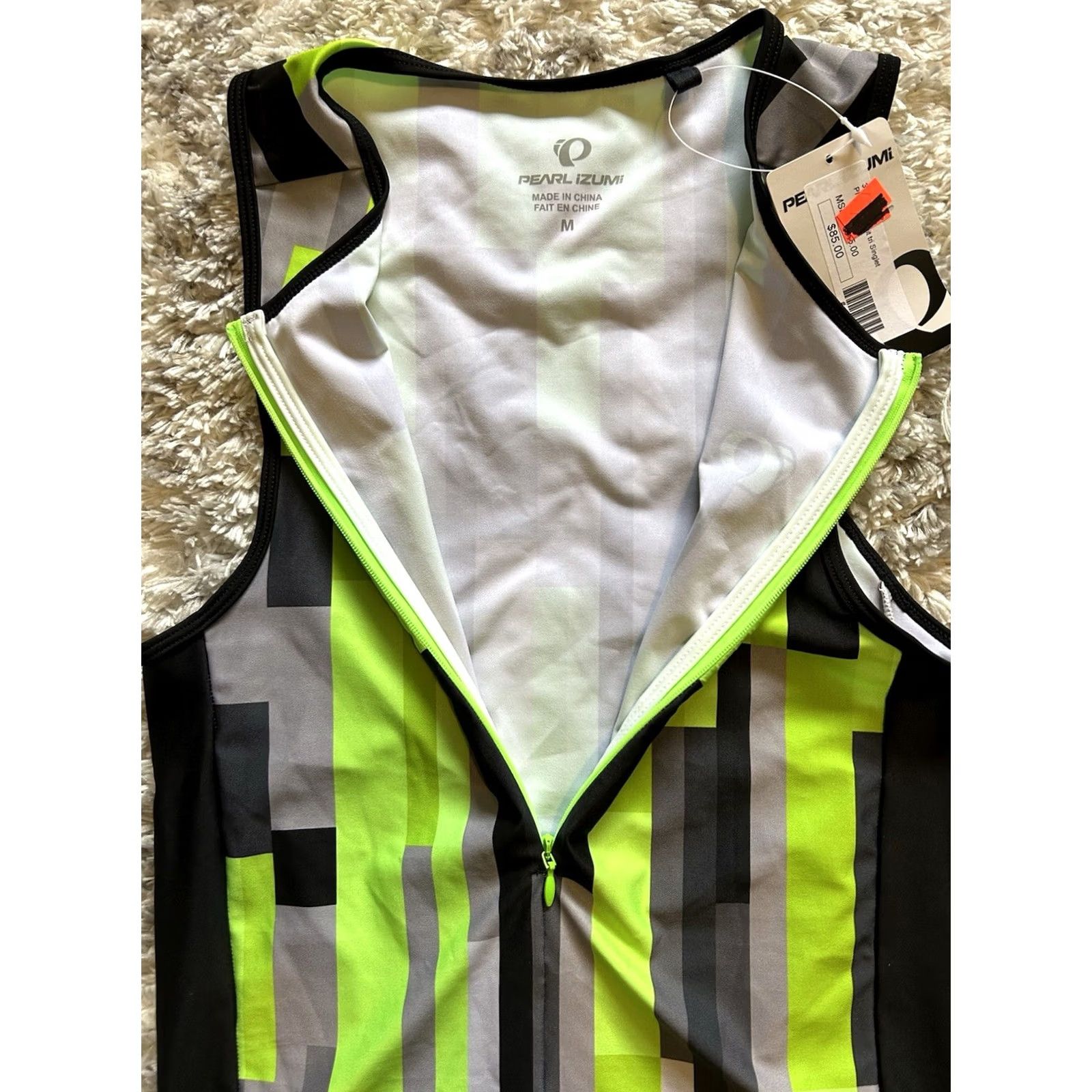 PEARL iZUMi Pearl Izumi Elite Pursuit Graphic Singlet Tank Men’s M Green Black Multicolor Activewear Shirt Size 40R - 3 Thumbnail