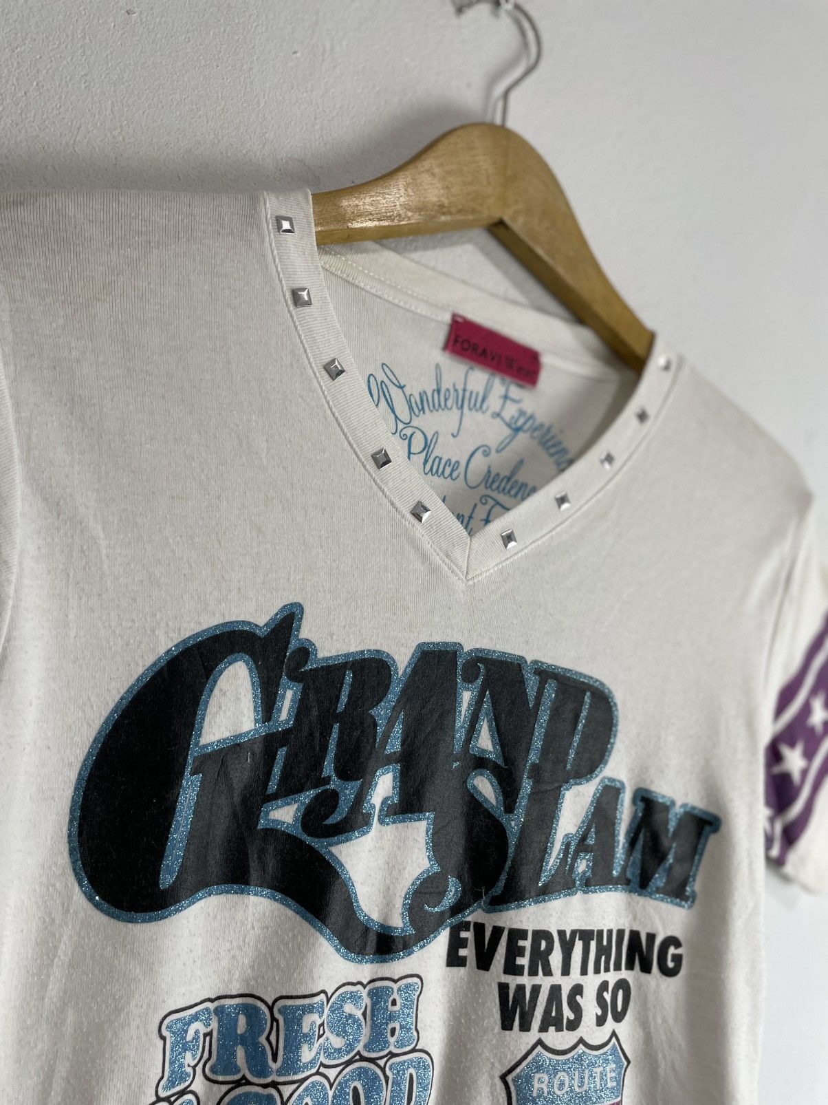 Hysteric Glamour Foraviwear Japan Poem Studded Vneck Tee y2k Size M / US 6-8 / IT 42-44 - 2 Thumbnail