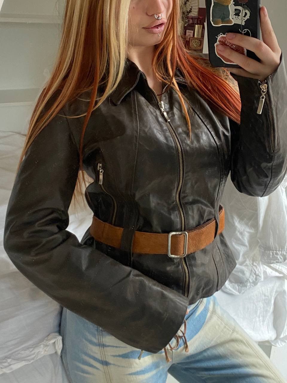 Vintage Vintage brown leather jacket Size S / US 4 / IT 40 - 1 Thumbnail
