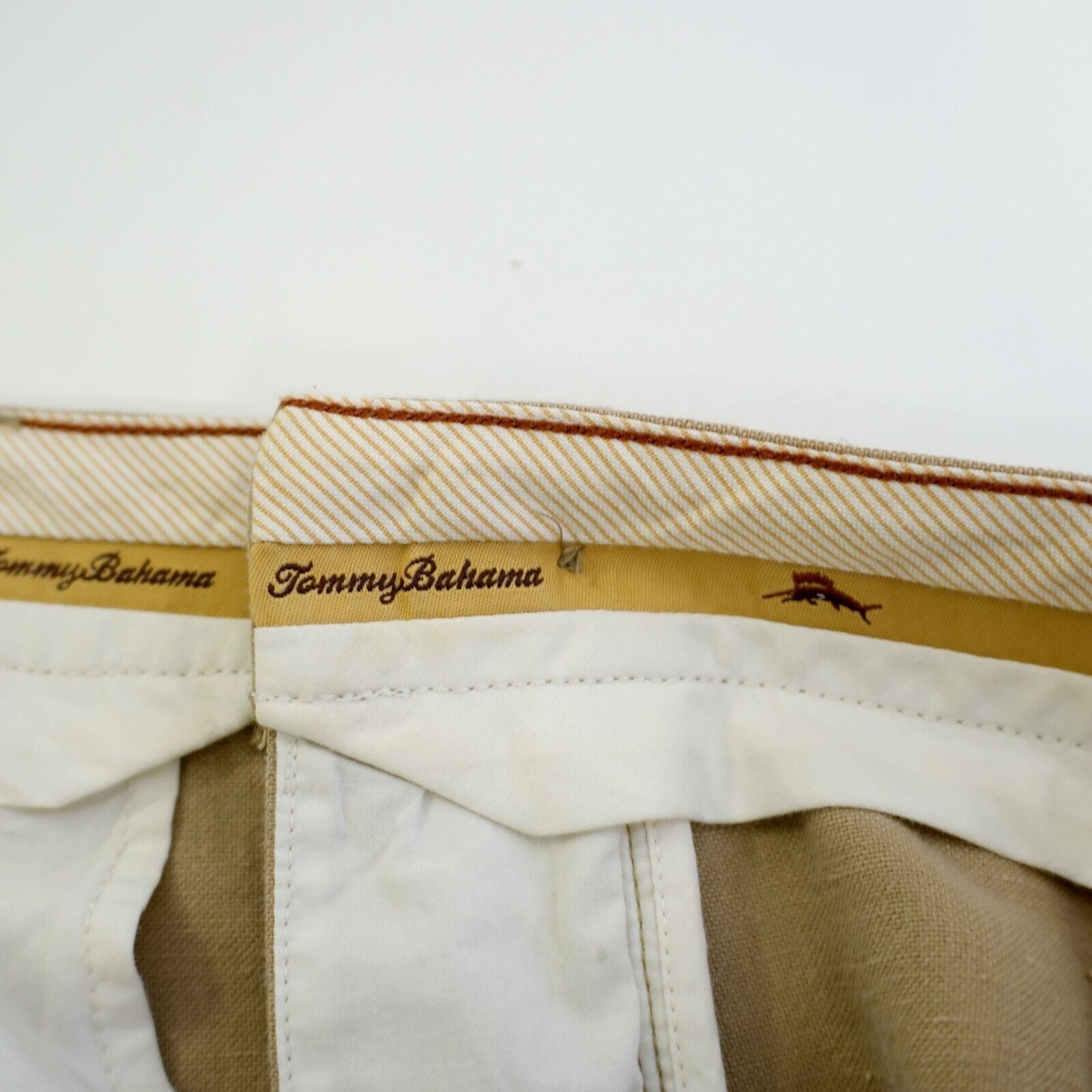 Tommy Bahama Tommy Bahama Linen Silk Tan 35/31 Flat Front Mid Rise Dress Size 34R - 7 Thumbnail
