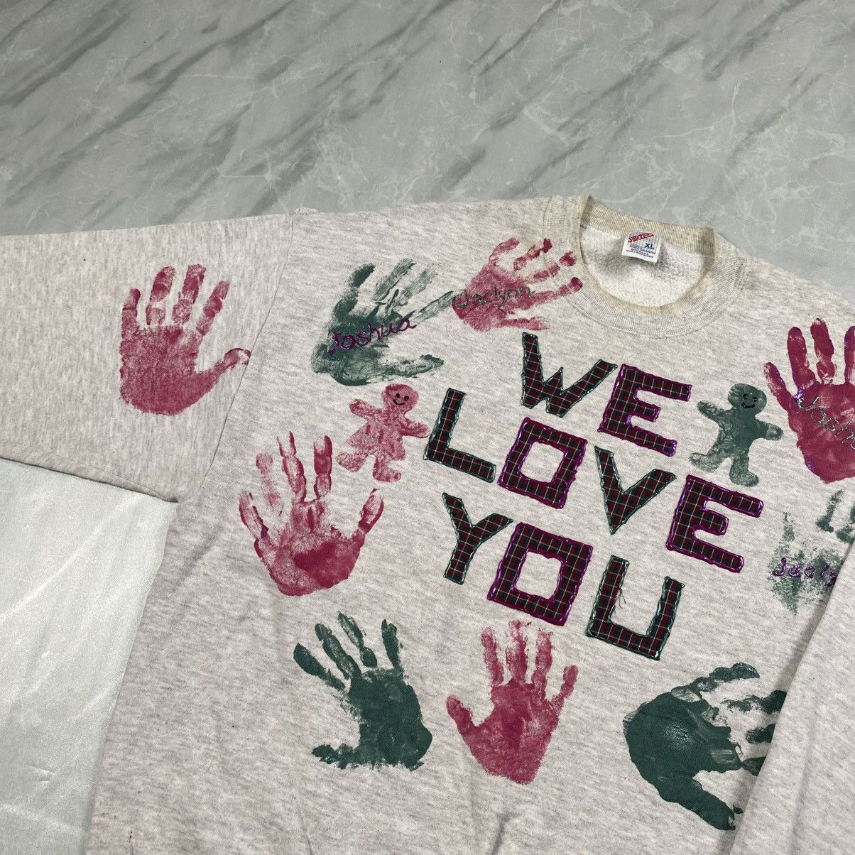 Jerzees Rare 90s Jerzees We Love You Hand Painted Arts Crewneck Size US L / EU 52-54 / 3 - 4 Thumbnail